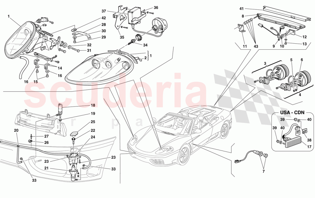 FRONT AND REAR LIGHTS of Ferrari Ferrari 360 Spider