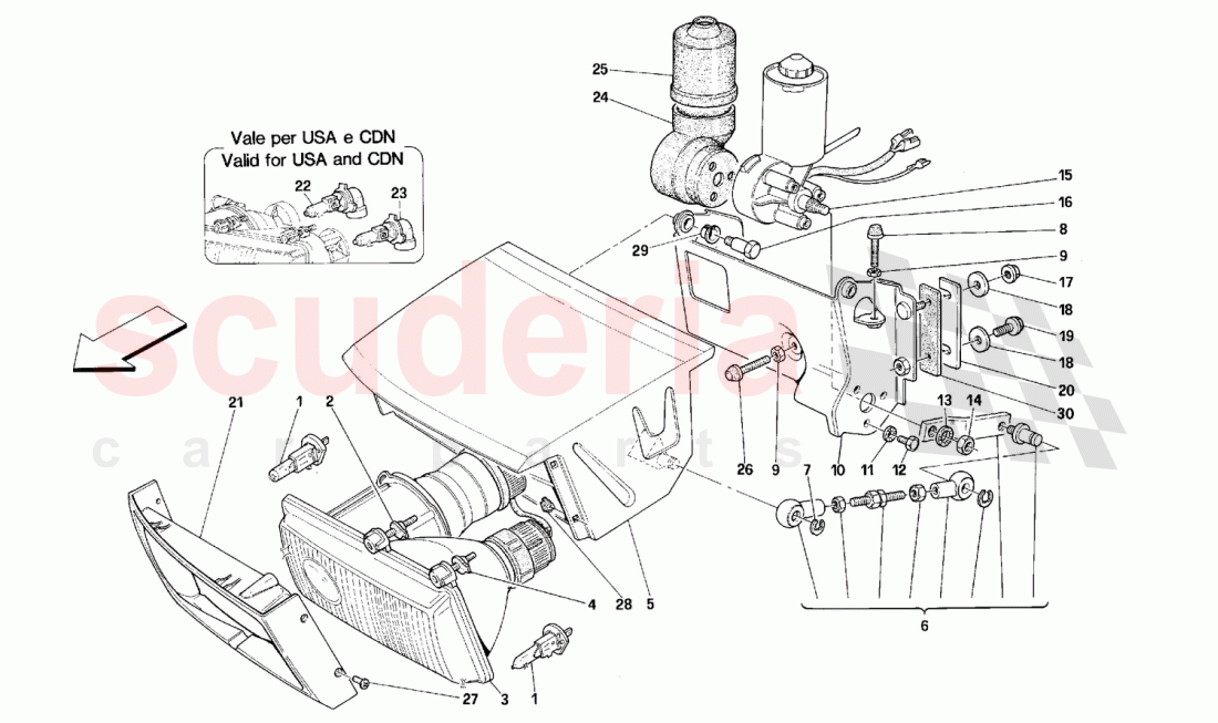 LIGHTS LIFTING DEVICE AND HEADLIGHTS of Ferrari Ferrari 348 (2.7 Motronic)