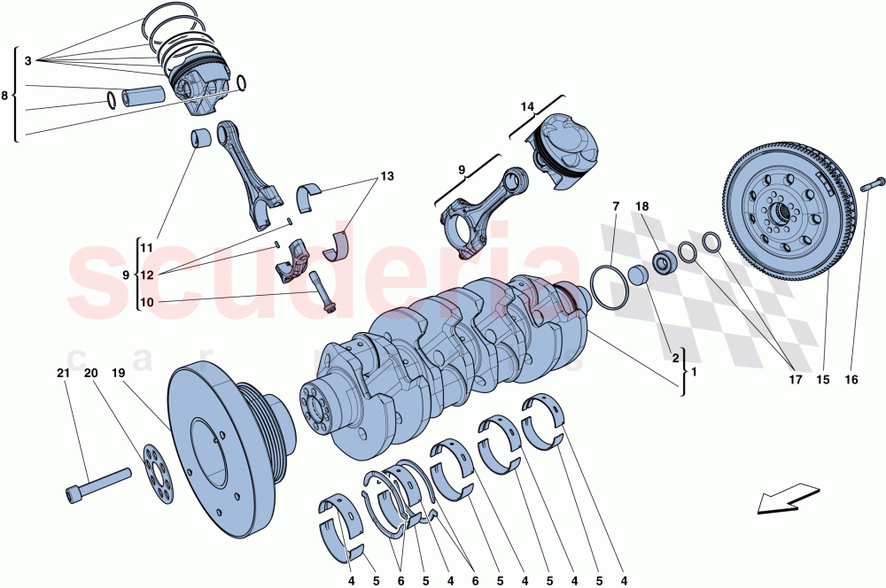 CRANKSHAFT - CONNECTING RODS AND PISTONS of Ferrari Ferrari GTC4Lusso T