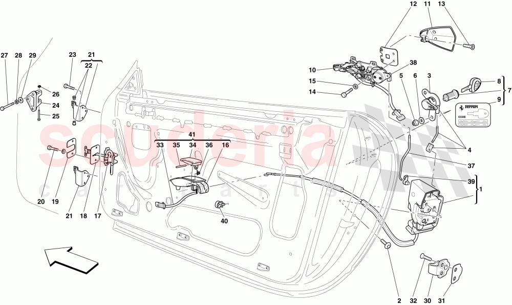 DOORS - OPENING MECHANISM AND HINGES of Ferrari Ferrari 612 Sessanta