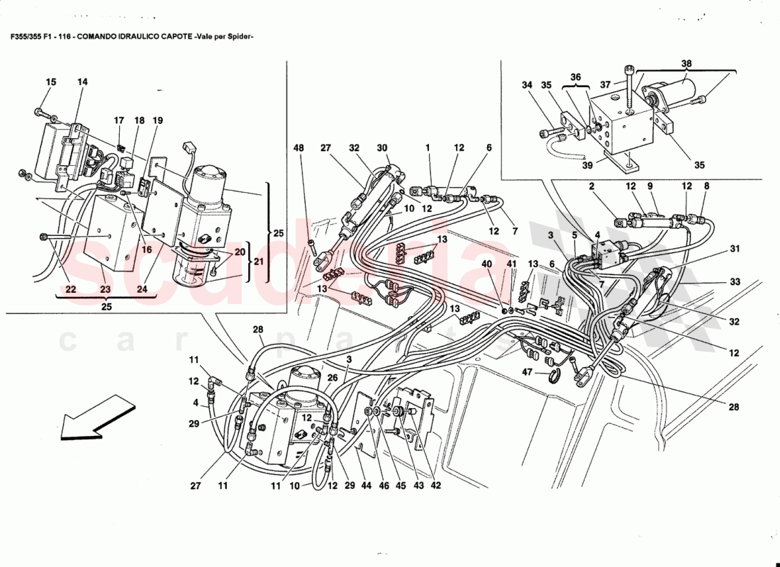 TOP HYDRAULIC CONTROL -Valid for Spider- of Ferrari Ferrari 355 (5.2 Motronic)