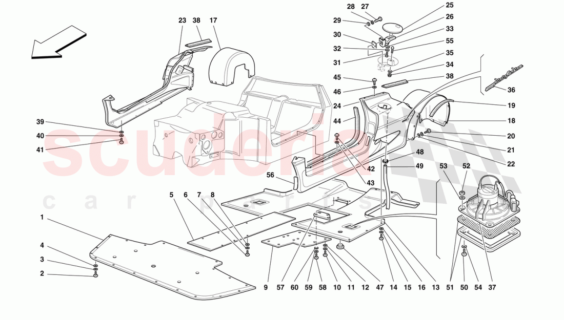 BODY - LATERAL ELEMENTS, FLAT FLOOR PAN AND REAR WHEELHOUSES of Ferrari Ferrari F50