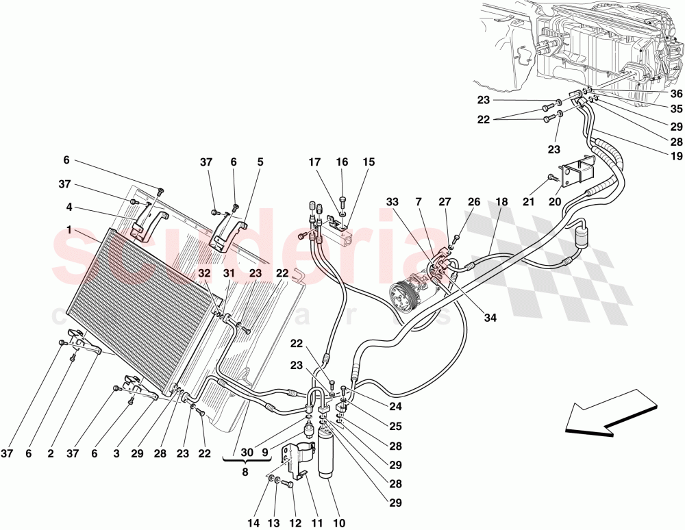 AC SYSTEM - FREON PIPES of Ferrari Ferrari 599 GTB Fiorano