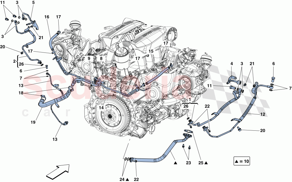 COOLING-LUBRICATION FOR TURBOCHARGING SYSTEM of Ferrari Ferrari 488 Spider