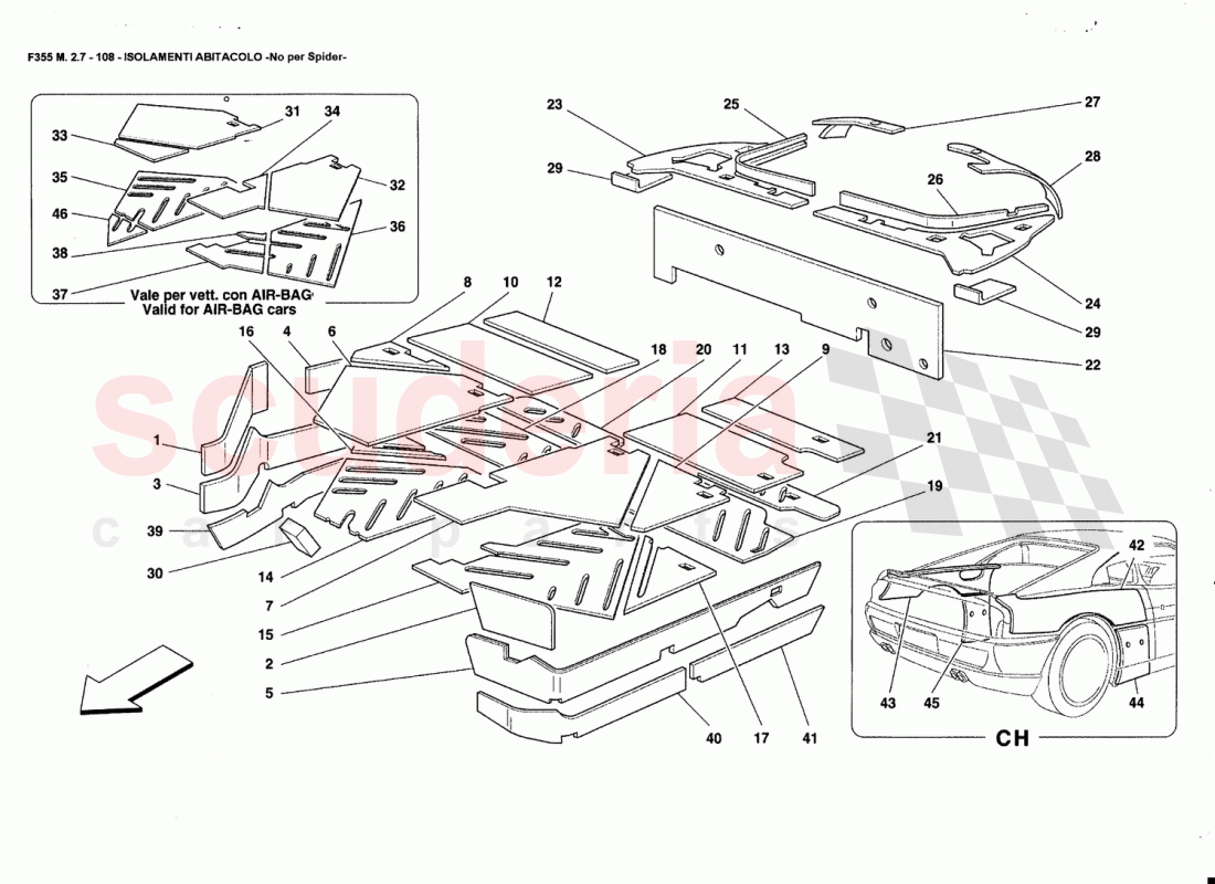PASSENGERS COMPARTMENT INSULATIONS -Nat far Spider- of Ferrari Ferrari 355 (2.7 Motronic)
