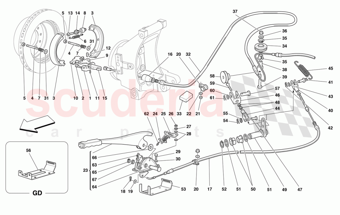 HAND-BRAKE CONTROL -Valid for 456M GTA- of Ferrari Ferrari 456 M GT/GTA