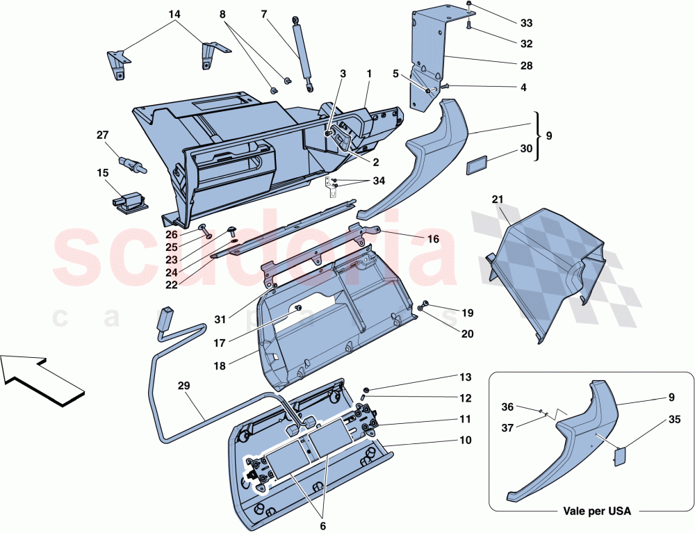 GLOVE COMPARTMENT of Ferrari Ferrari 458 Spider