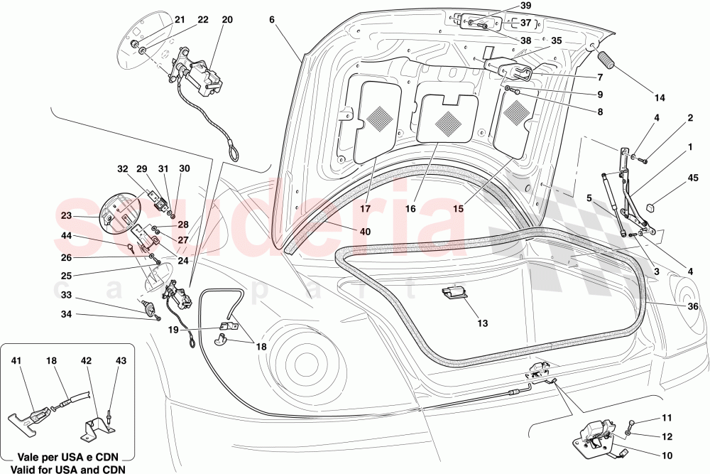 LUGGAGE COMPARTMENT LID AND FUEL FILLER FLAP of Ferrari Ferrari 599 GTB Fiorano