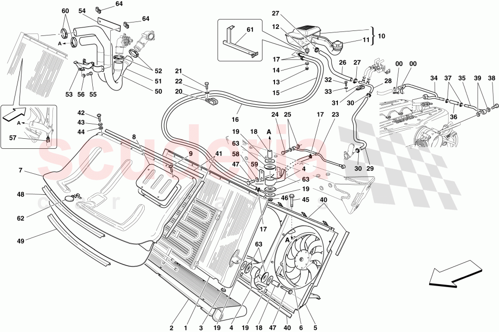 COOLING SYSTEM - RADIATOR AND HEADER TANK of Ferrari Ferrari 599 GTB Fiorano