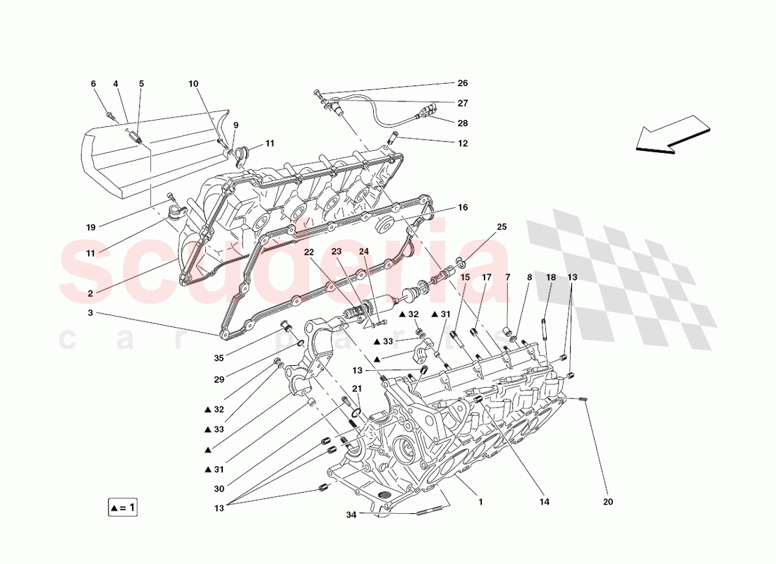 RH cylinder head of Ferrari Ferrari 430 Challenge (2006)