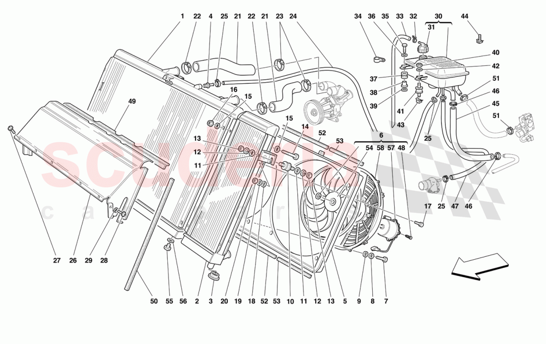 COOLING SYSTEM - RADIATOR AND NOURICE of Ferrari Ferrari 550 Maranello