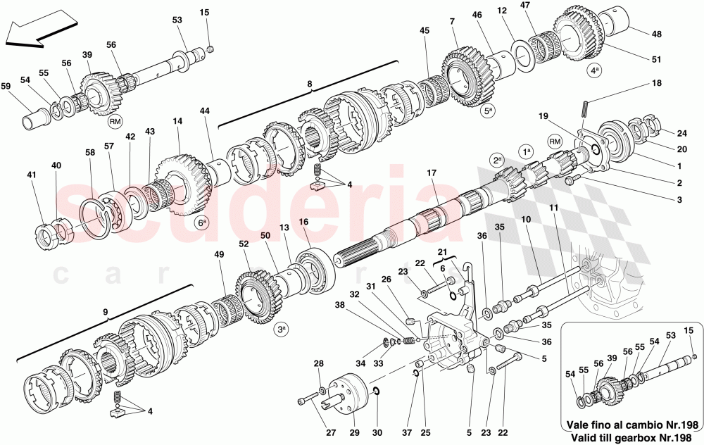 PRIMARY GEARBOX SHAFT GEARS AND GEARBOX OIL PUMP of Ferrari Ferrari 612 Sessanta
