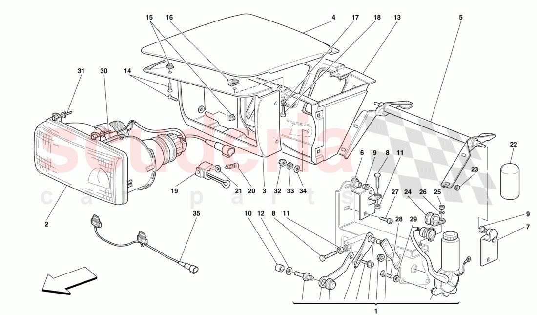 LIGHTS LIFTING DEVICE AND HEADLIGHTS of Ferrari Ferrari 456 GT/GTA