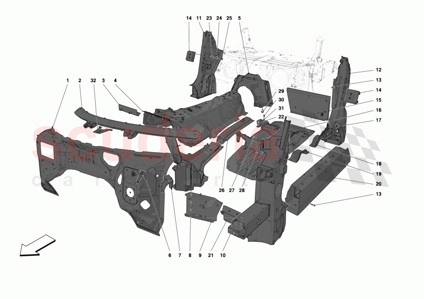 STRUCTURES AND ELEMENTS, CENTRE OF VEHICLE of Ferrari Ferrari 12Cilindri Spider