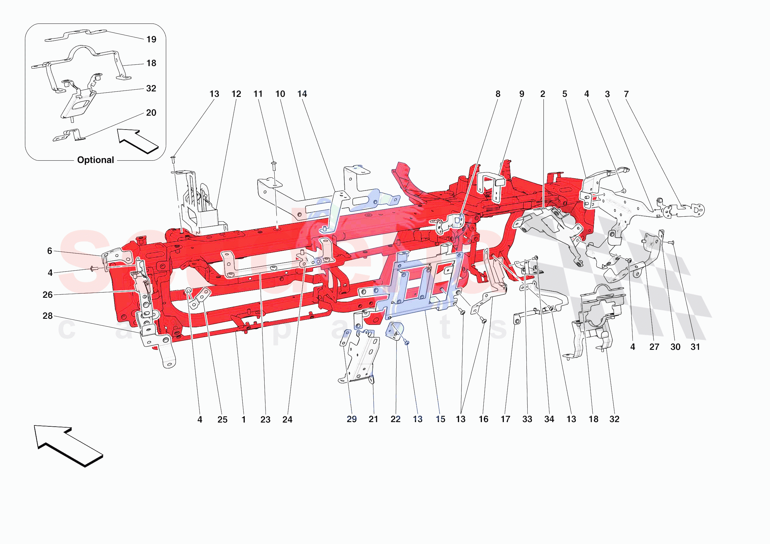 DASHBOARD - SUBSTRUCTURE -APPLICABLE FOR RHD- of Ferrari Ferrari 296 GTB Europe