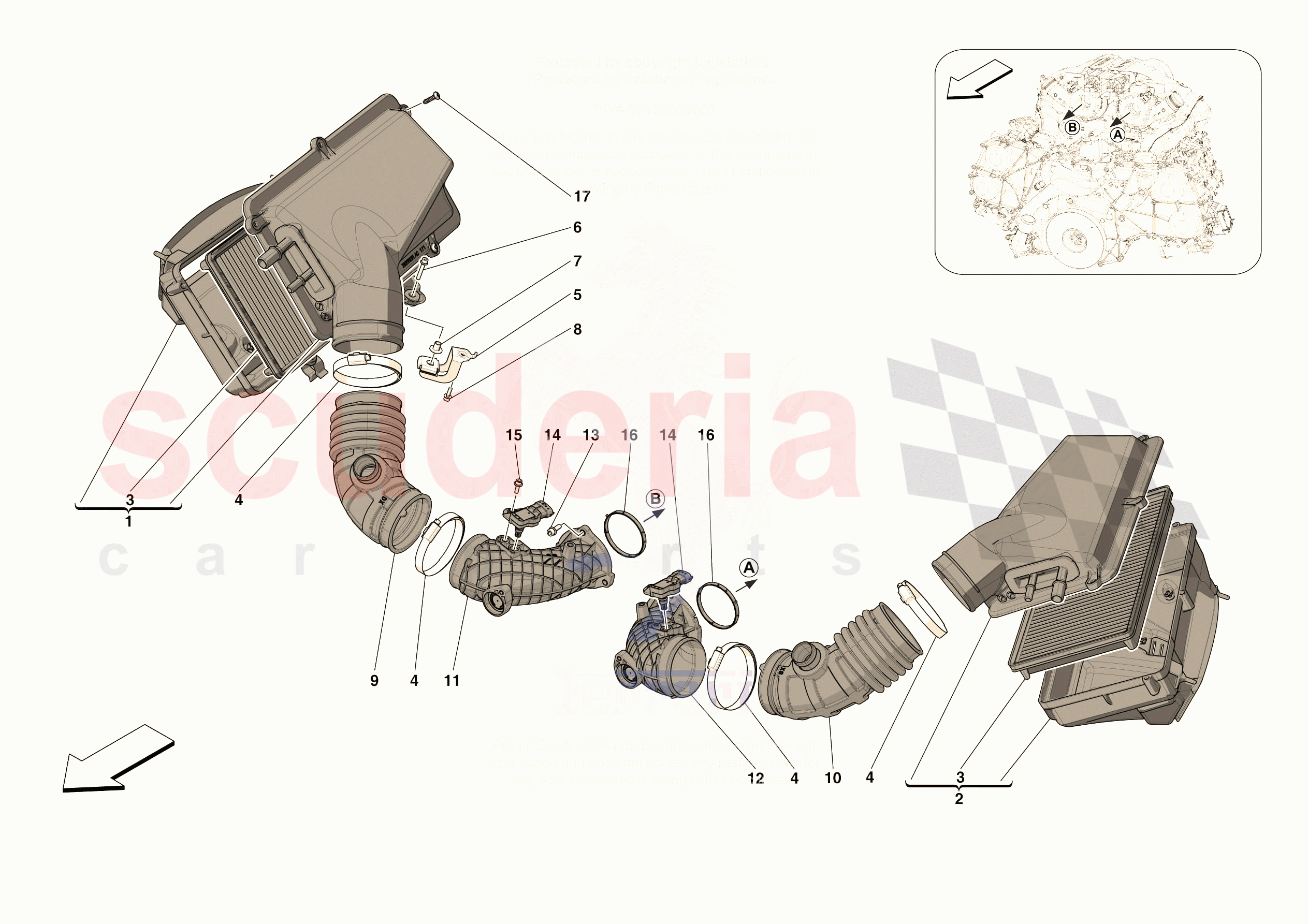 AIR FILTER, AIR INTAKE AND DUCTS of Ferrari Ferrari 296 GTB Europe RH