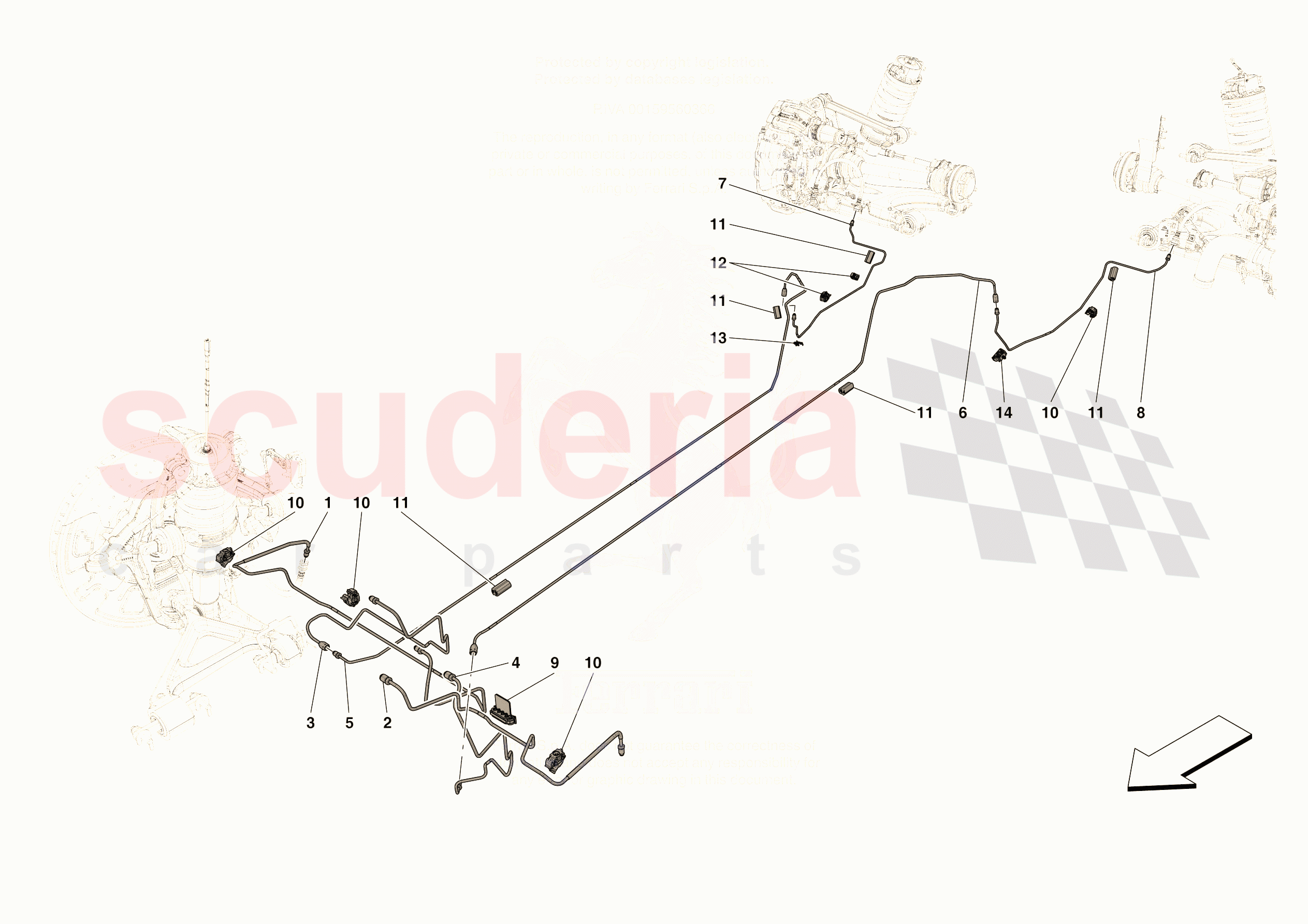 HYDRAULIC BRAKE CONTROL PIPES -NOT FOR RHD- of Ferrari Ferrari 296 GTB Europe RH