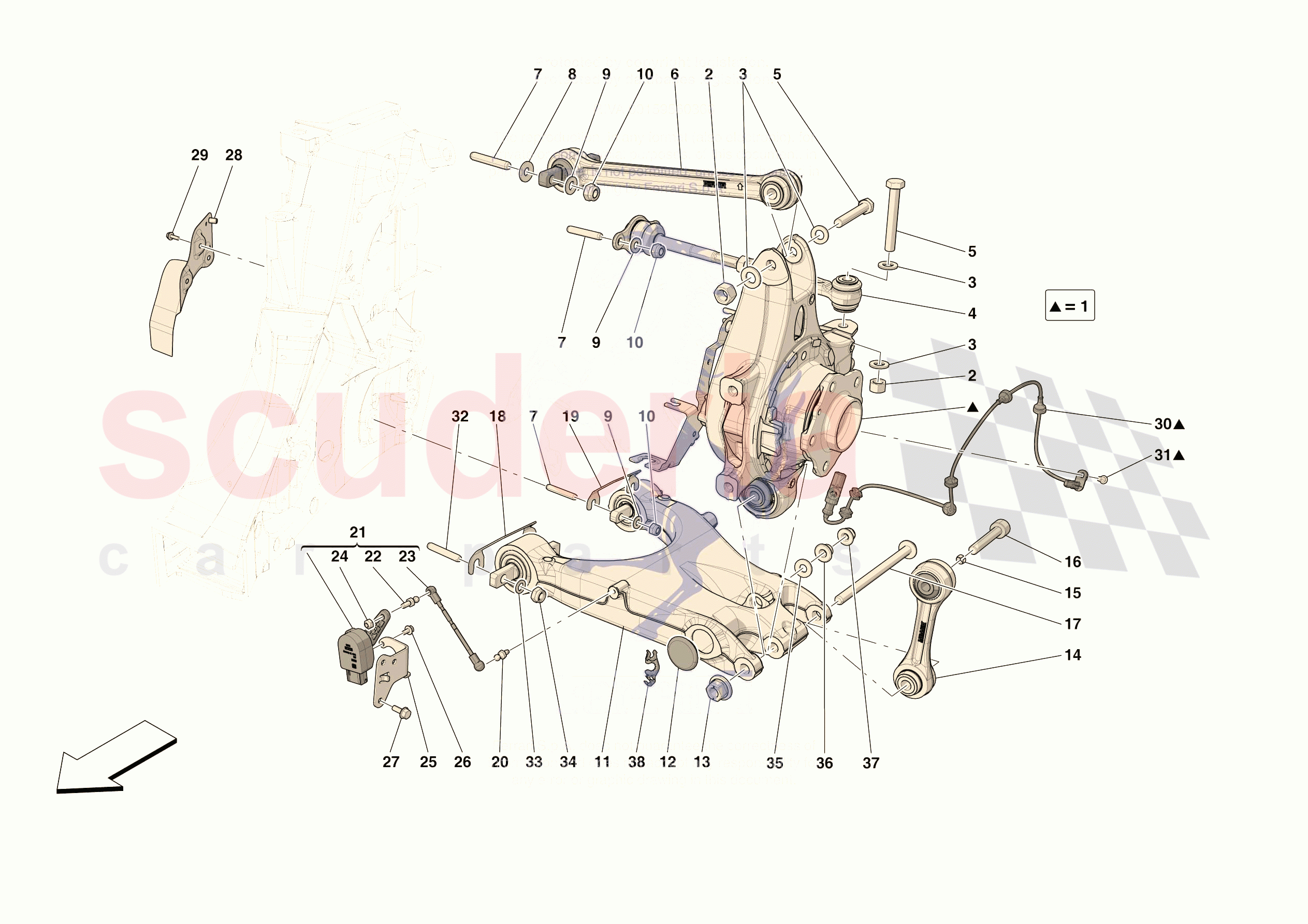 REAR SUSPENSION - ARMS of Ferrari Ferrari 296 GTB Europe RH