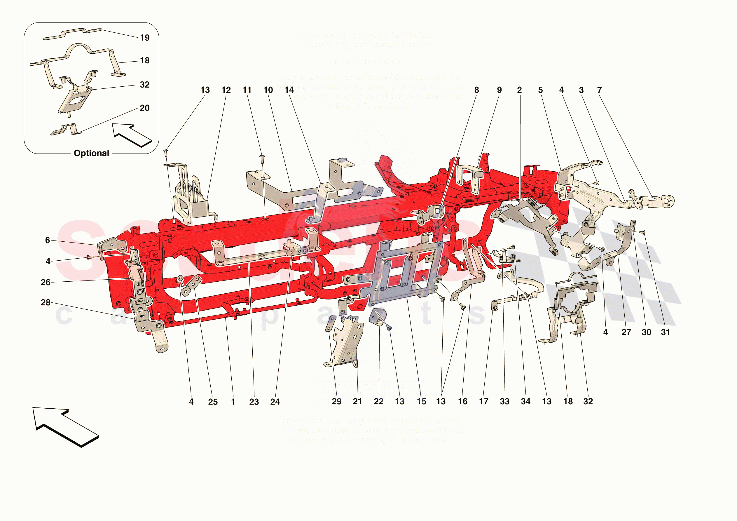 DASHBOARD - SUBSTRUCTURE -APPLICABLE FOR RHD- of Ferrari Ferrari 296 GTB Europe RH
