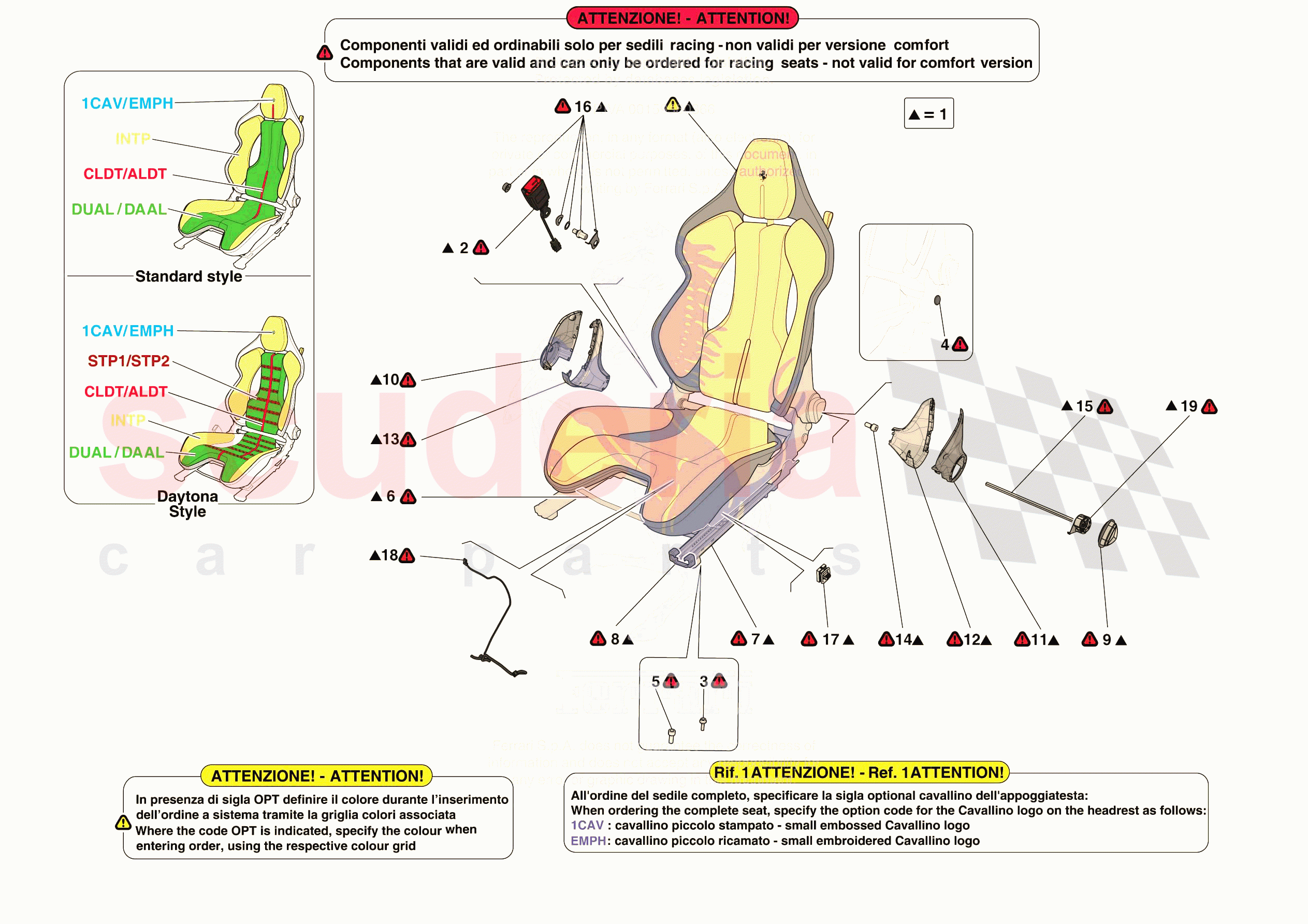 FRONT SEATS - RACING SEAT of Ferrari Ferrari 296 GTB Europe RH