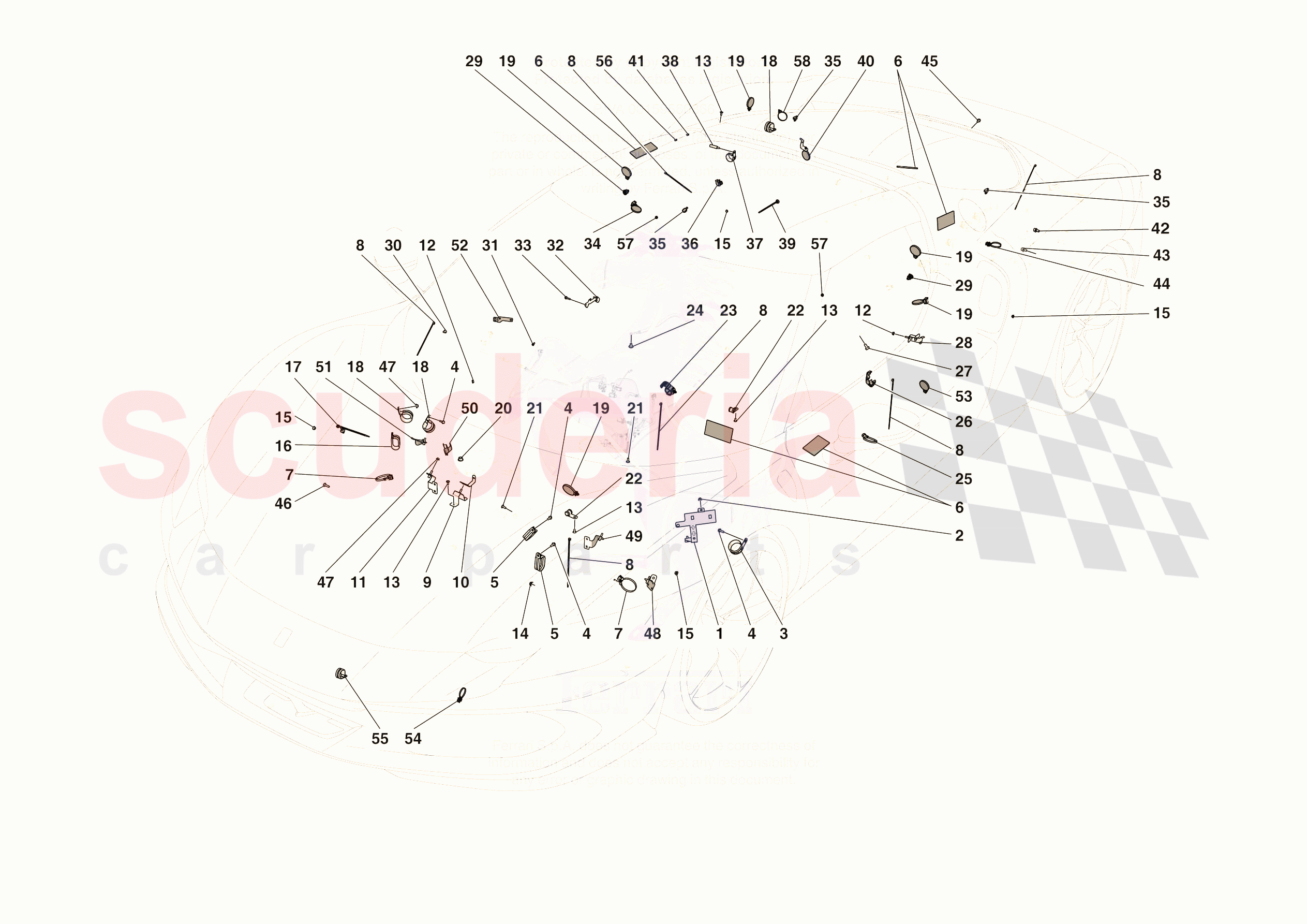 VARIOUS FASTENINGS FOR THE ELECTRICAL SYSTEM of Ferrari Ferrari 296 GTB Europe RH
