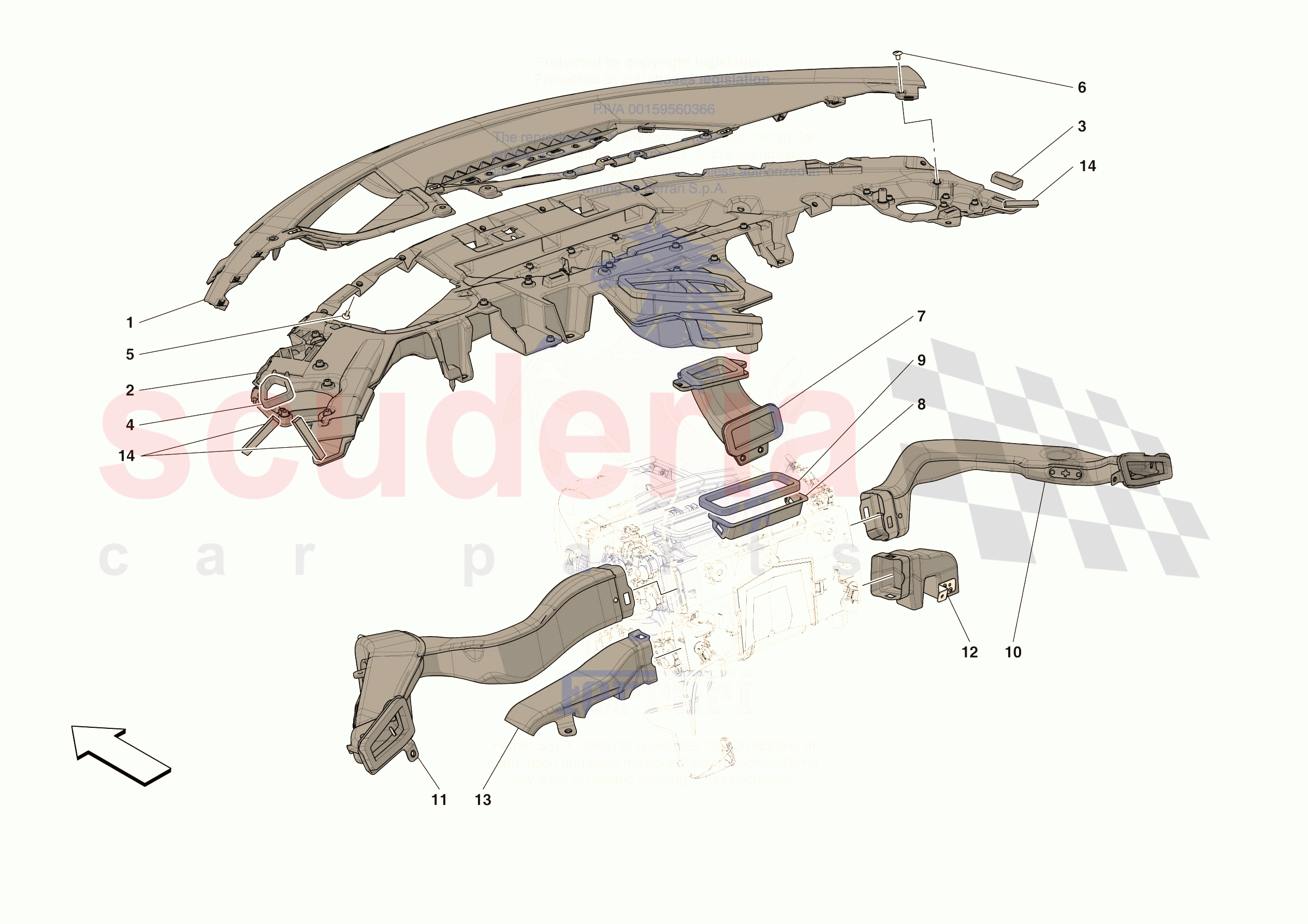 DASHBOARD - DUCTS -NOT FOR RHD- of Ferrari Ferrari 296 GTB USA