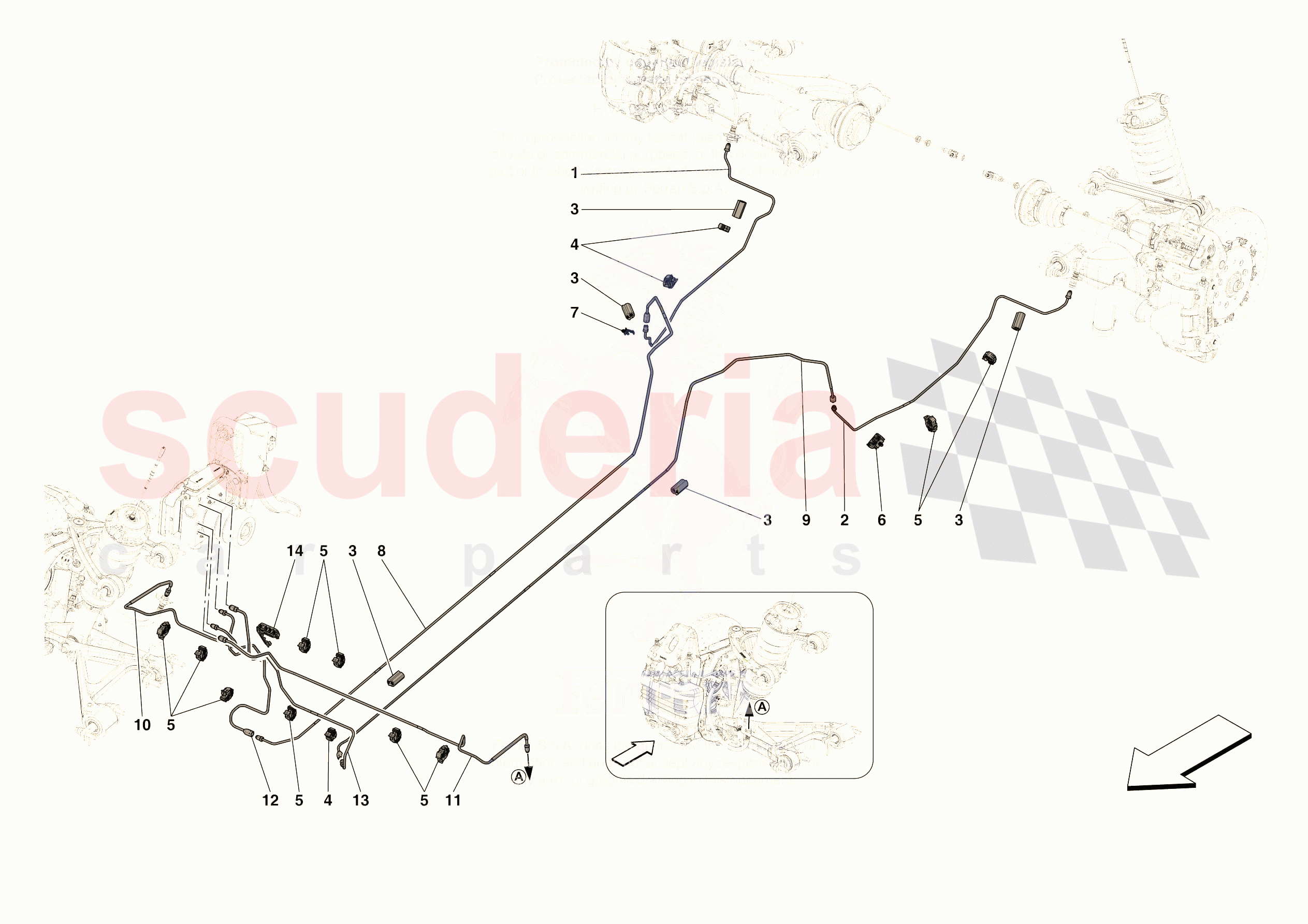 HYDRAULIC BRAKE CONTROL PIPES -APPLICABLE FOR RHD- of Ferrari Ferrari 296 GTS Europe