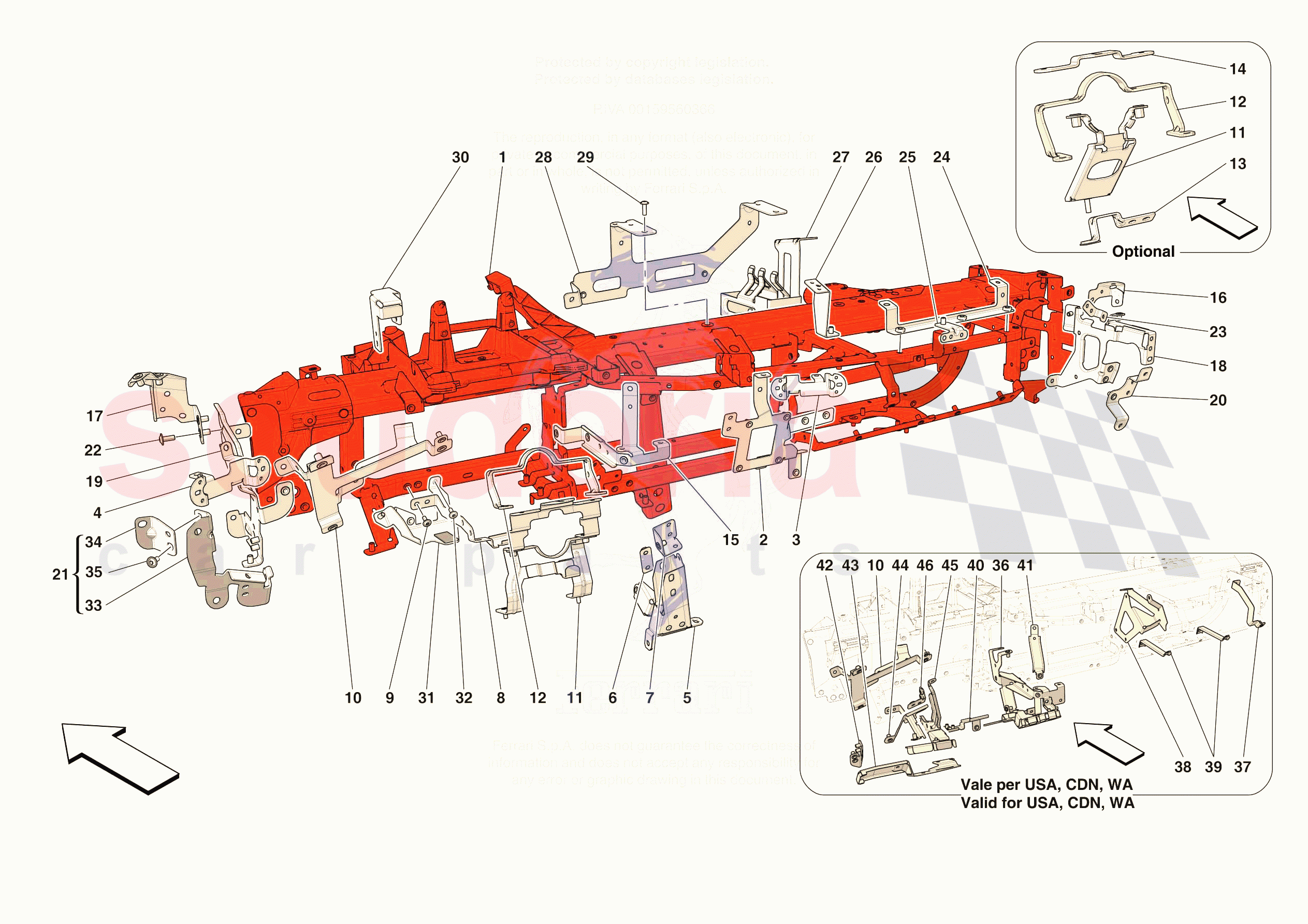 DASHBOARD - SUBSTRUCTURE -NOT FOR RHD- of Ferrari Ferrari 296 GTS Europe
