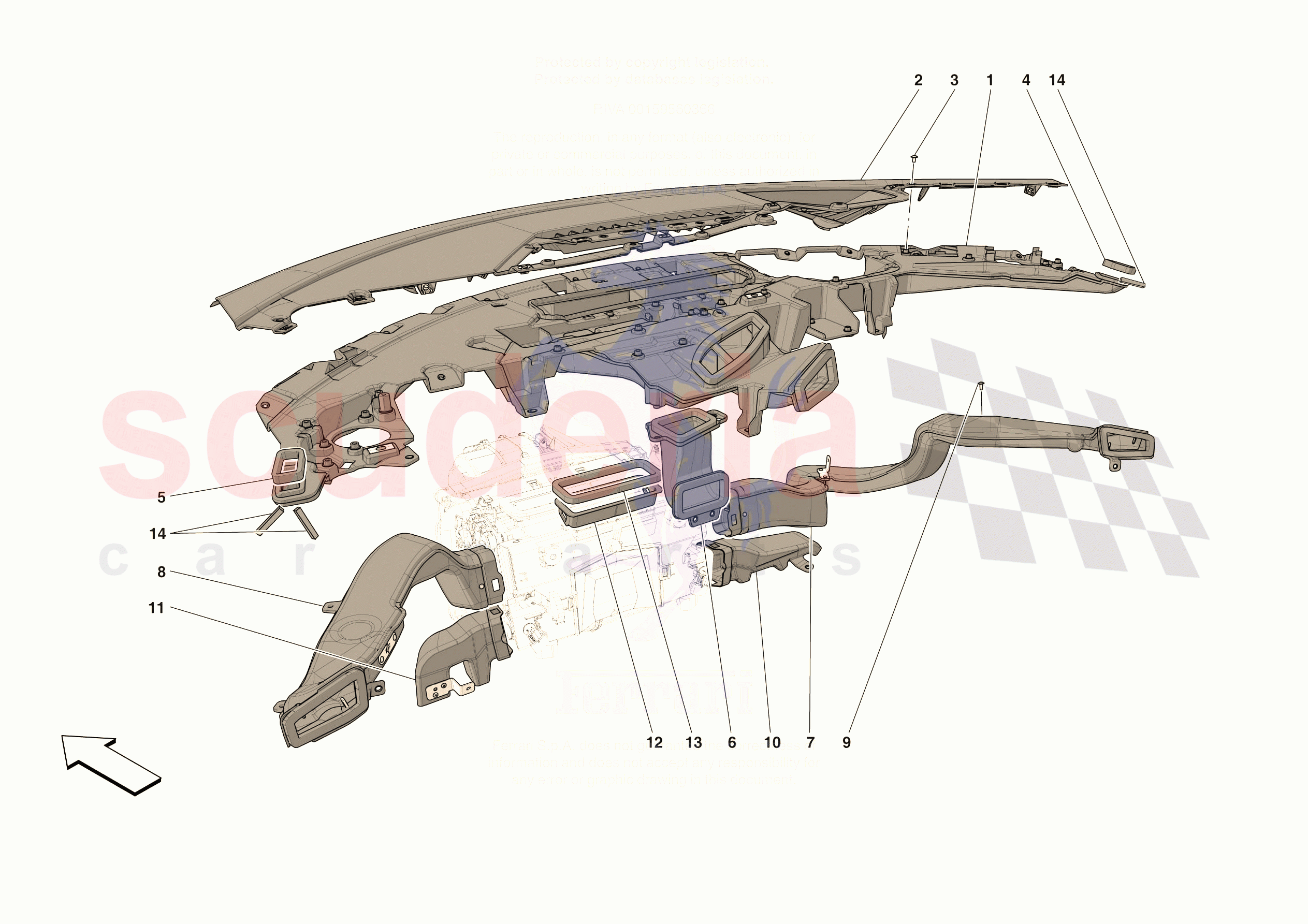 DASHBOARD - DUCTS -APPLICABLE FOR RHD- of Ferrari Ferrari 296 GTS Europe