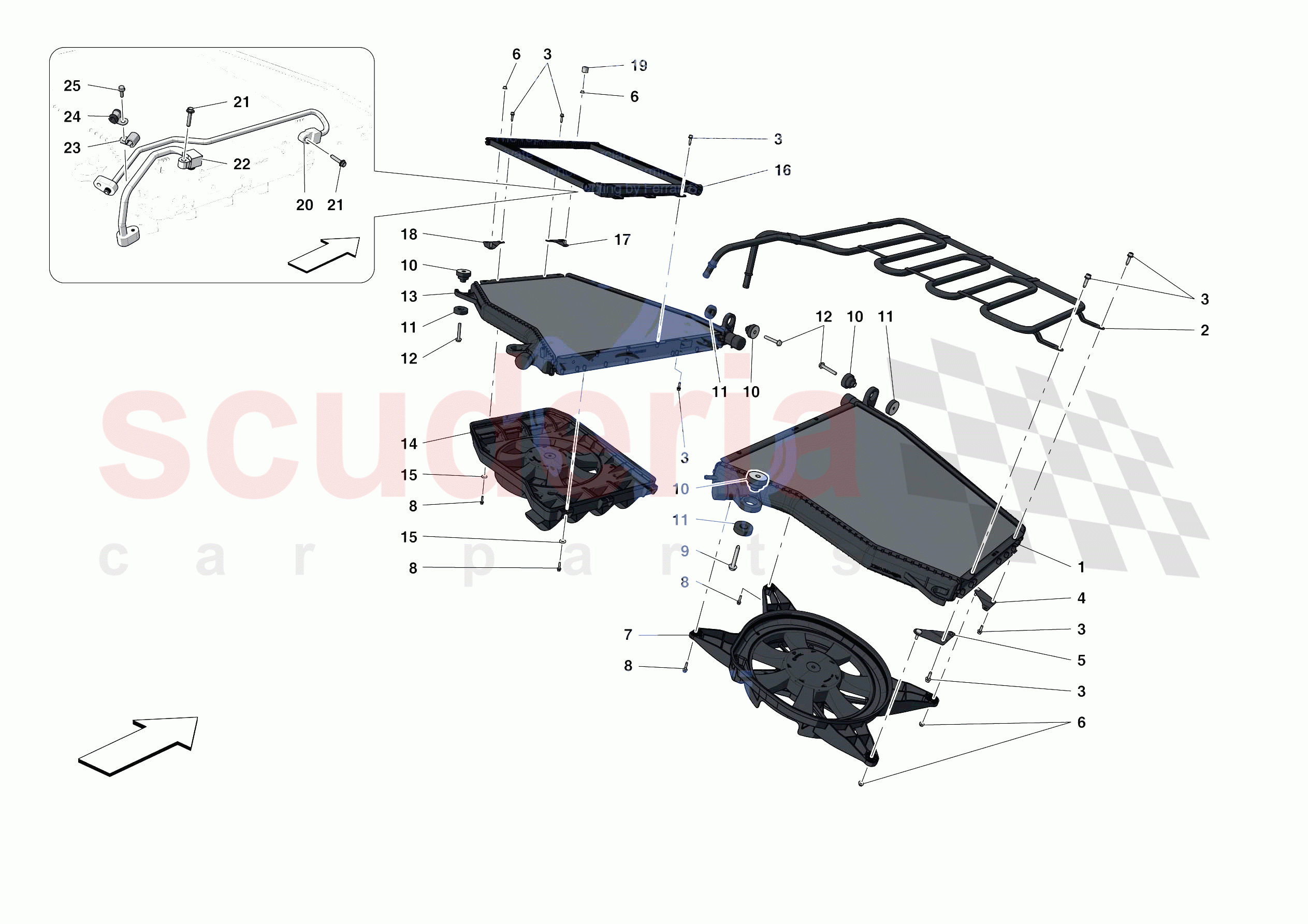 ENGINE COOLING SYSTEM RADIATORS of Ferrari Ferrari 488 Pista Europe