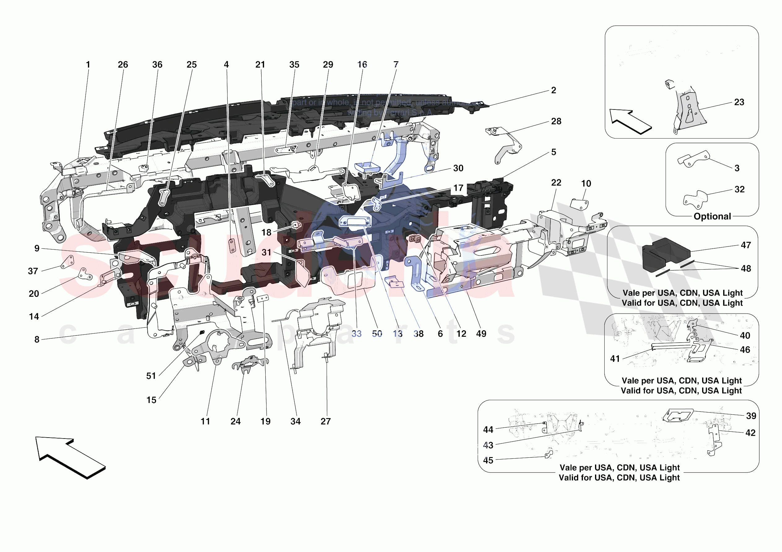 DASHBOARD - SUBSTRUCTURE -NOT FOR RHD- of Ferrari Ferrari 488 Pista Europe RH