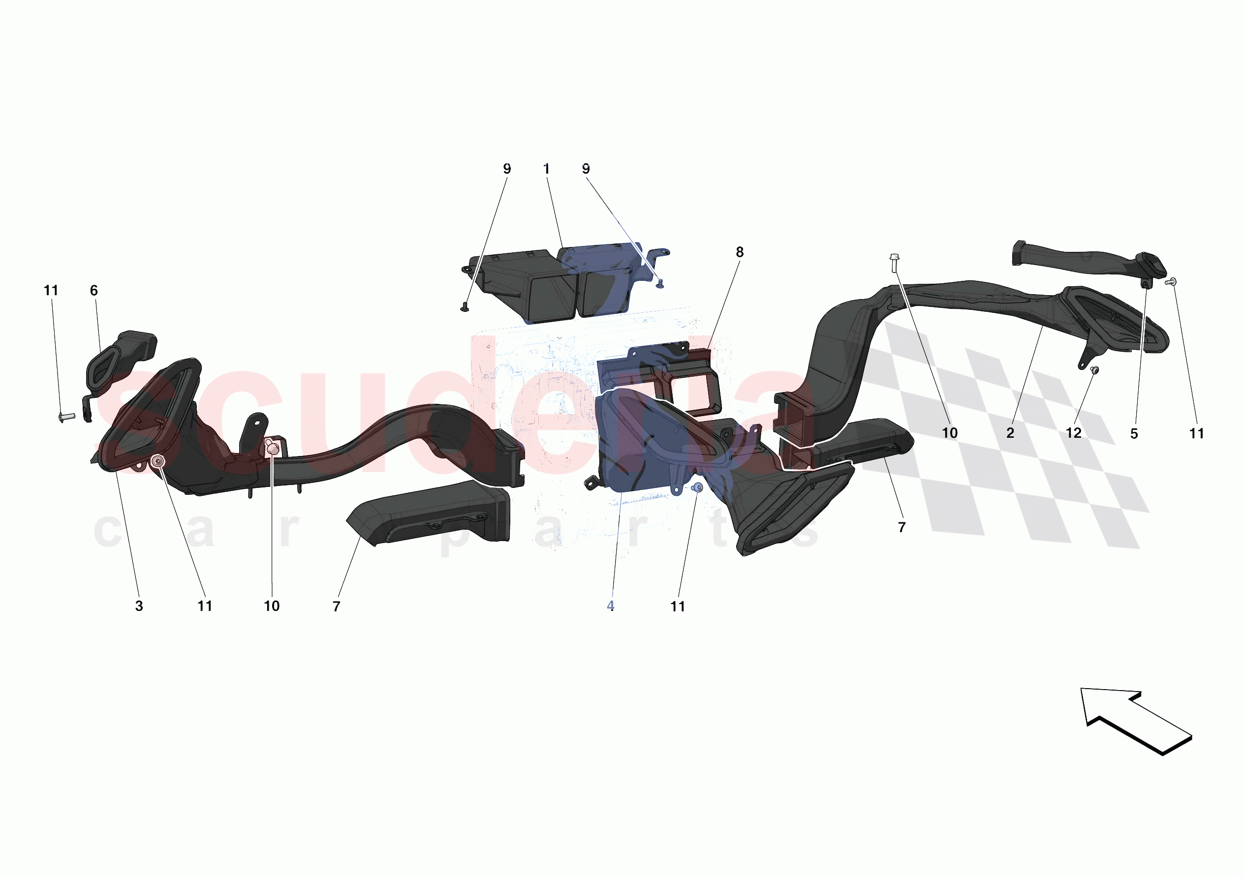 DASHBOARD - DUCTS -NOT FOR RHD- of Ferrari Ferrari 488 Pista Europe RH