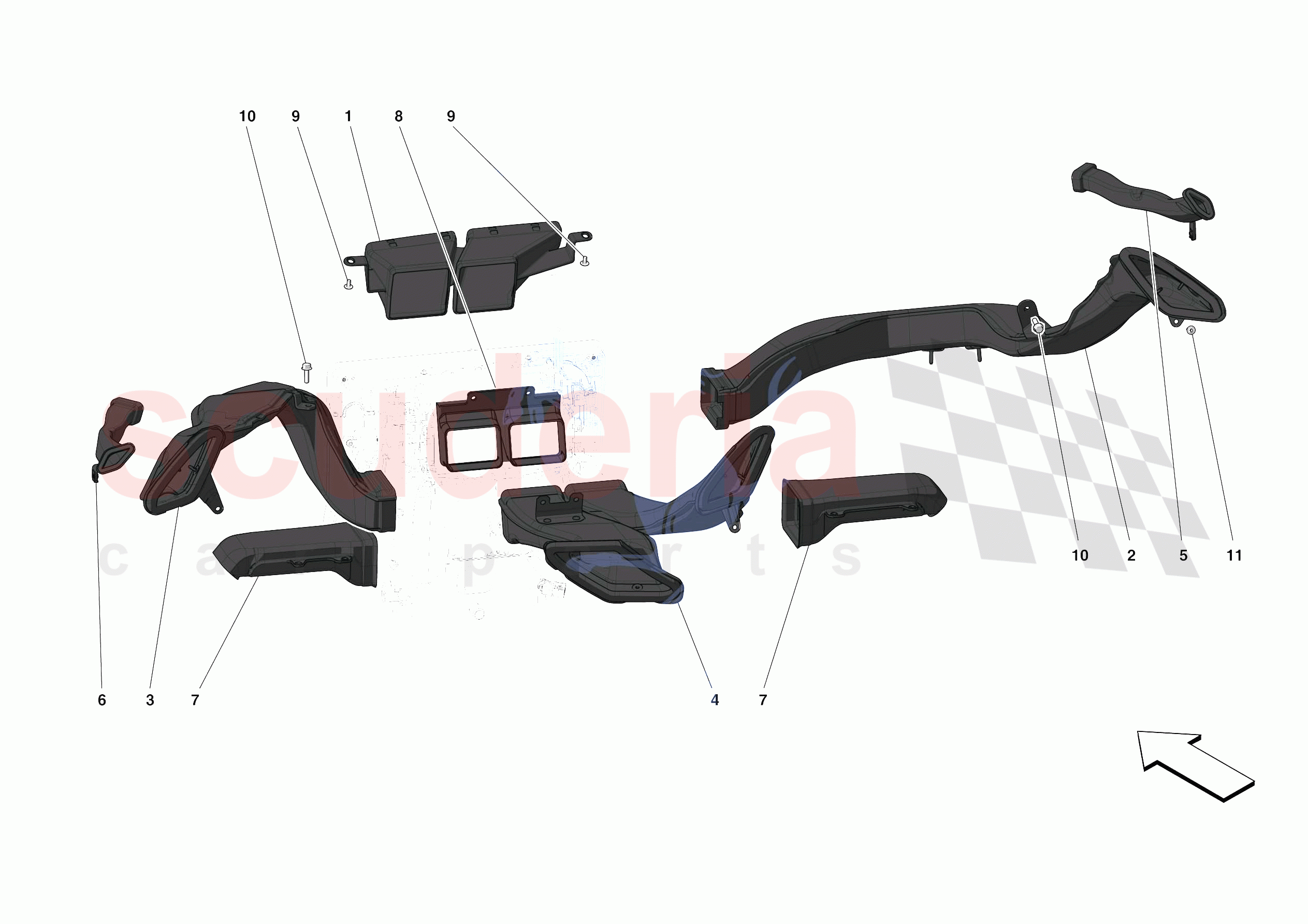 DASHBOARD - DUCTS -APPLICABLE FOR RHD- of Ferrari Ferrari 488 Pista Europe RH