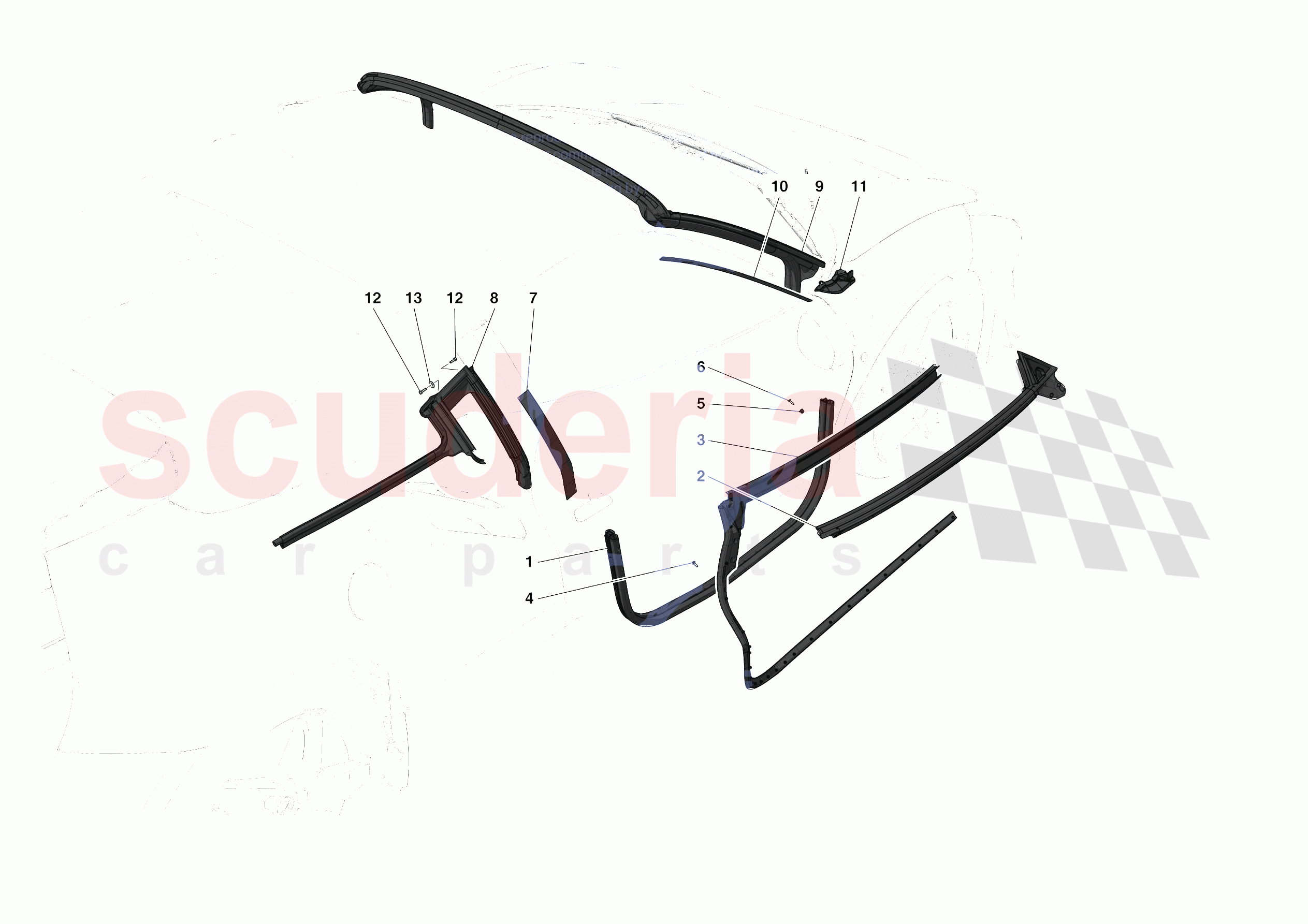 DOOR SEALS of Ferrari Ferrari 488 Pista Spider Europe