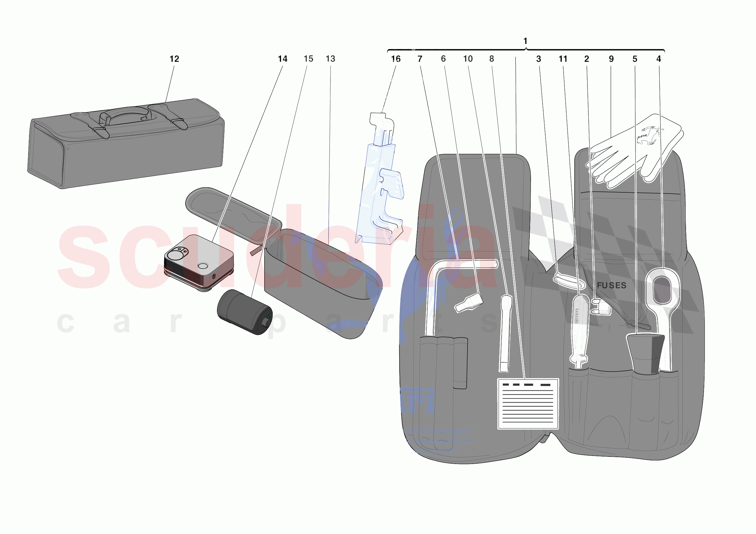 TOOLS PROVIDED WITH VEHICLE of Ferrari Ferrari 488 Pista Spider Europe RH