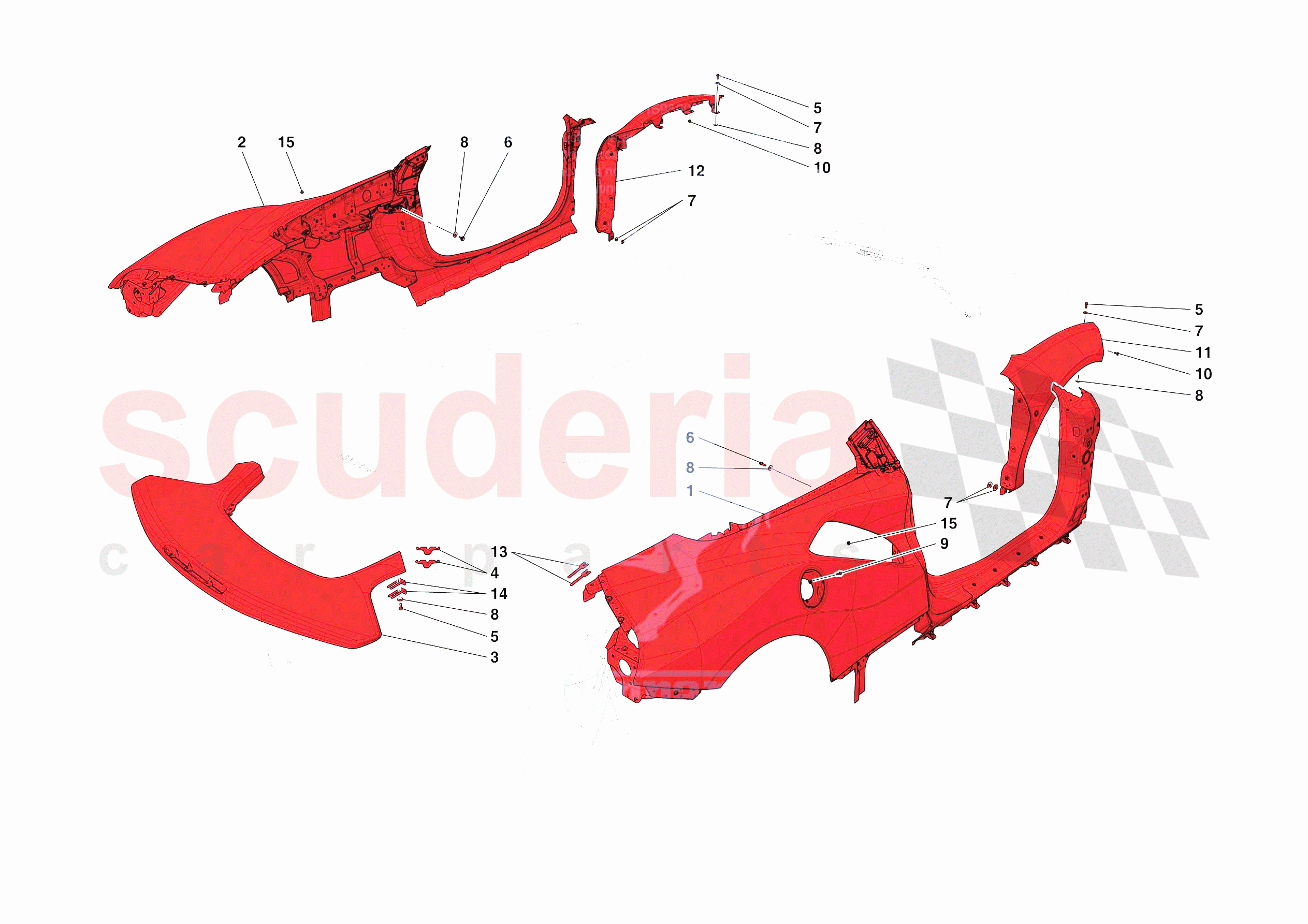 LATERAL OUTER BODYSHELL of Ferrari Ferrari 488 Pista Spider Europe RH
