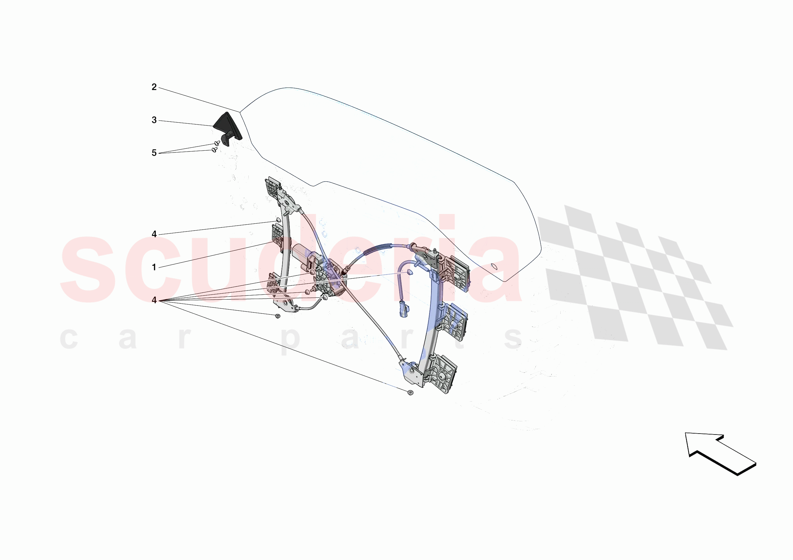 DOORS - WINDOW AND WINDOW LIFTER of Ferrari Ferrari 488 Pista Spider Europe RH