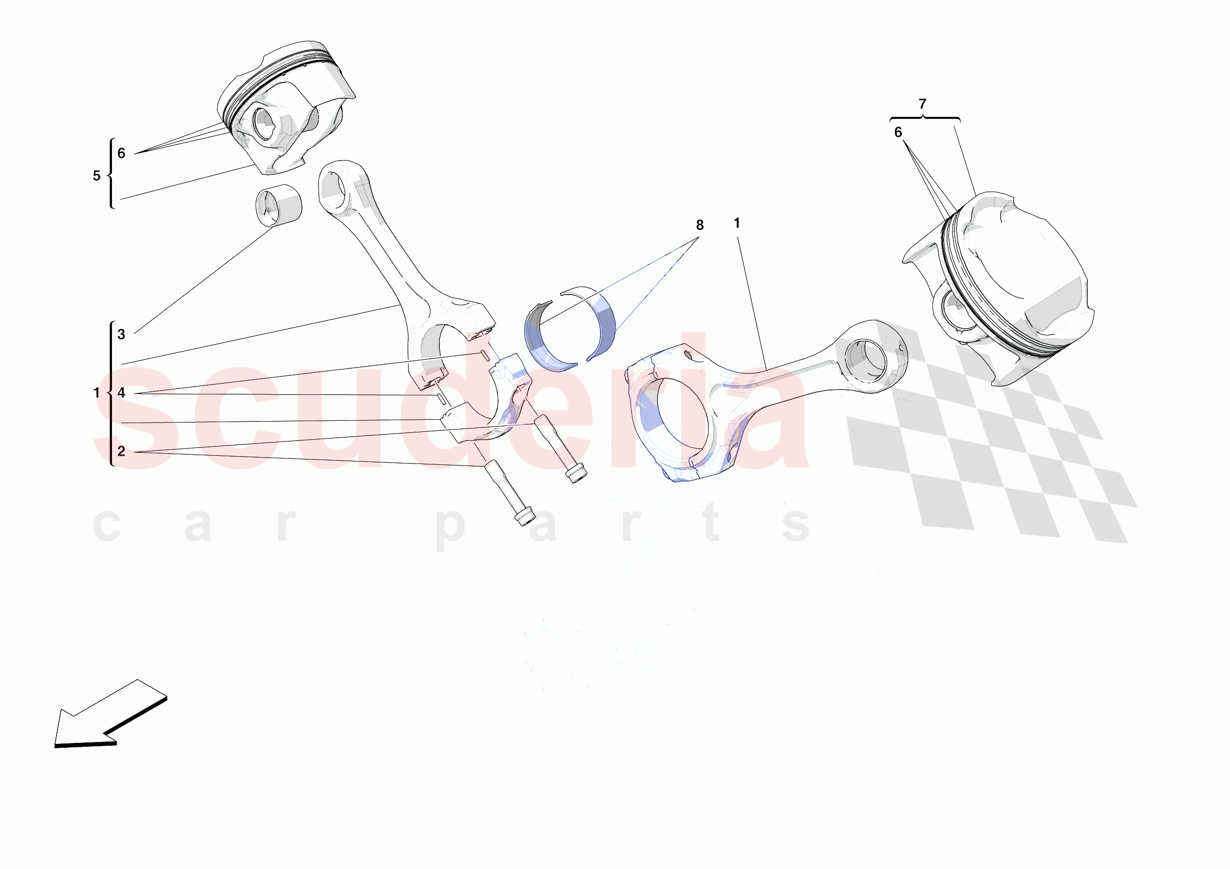 PISTONS AND CONNECTING RODS of Ferrari Ferrari 488 Pista Spider USA