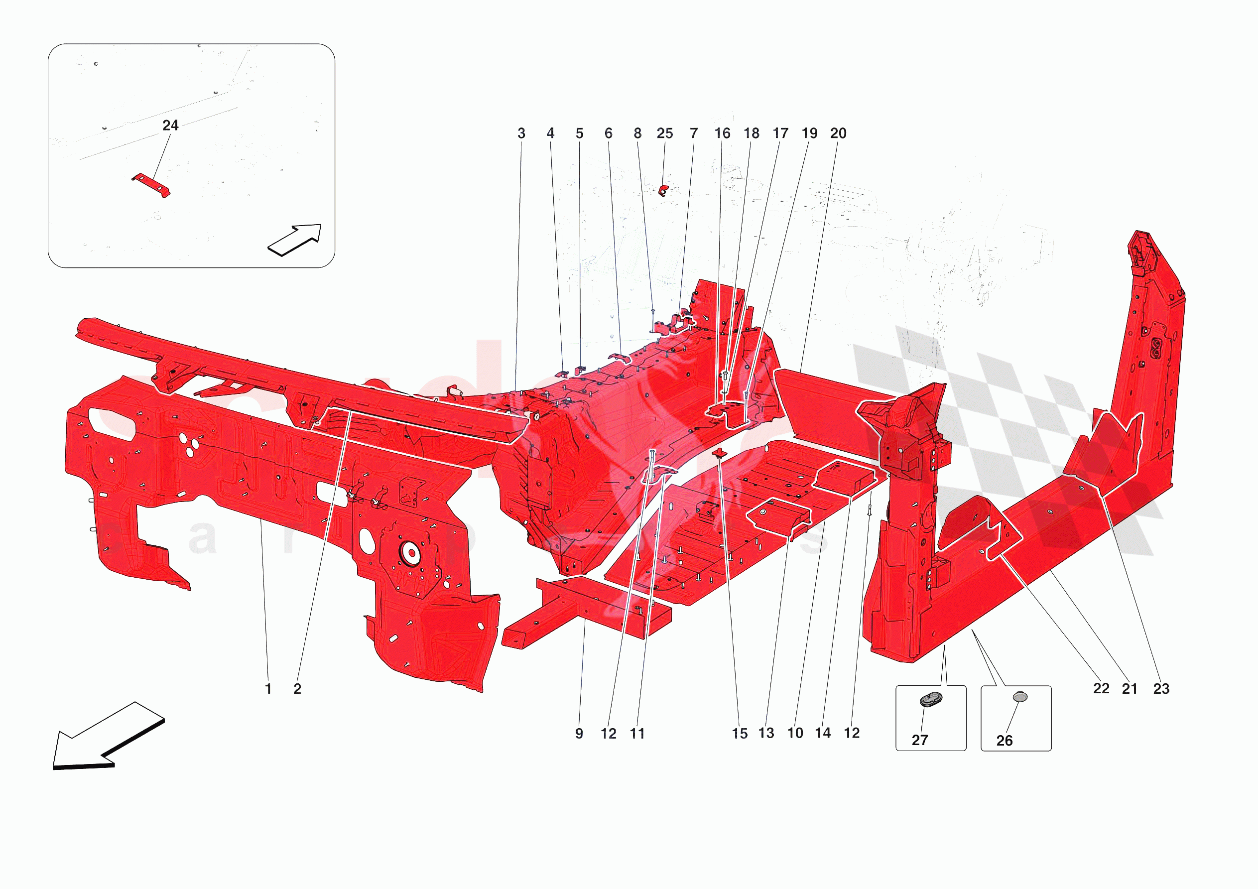 STRUCTURES AND ELEMENTS, CENTRE OF VEHICLE of Ferrari Ferrari 812 Competizione A Europe