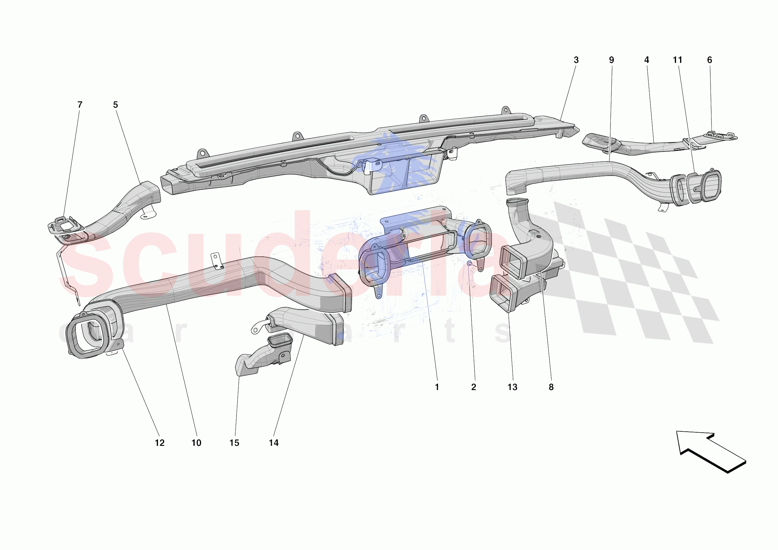DASHBOARD - DUCTS -APPLICABLE FOR RHD- of Ferrari Ferrari 812 Competizione A Europe