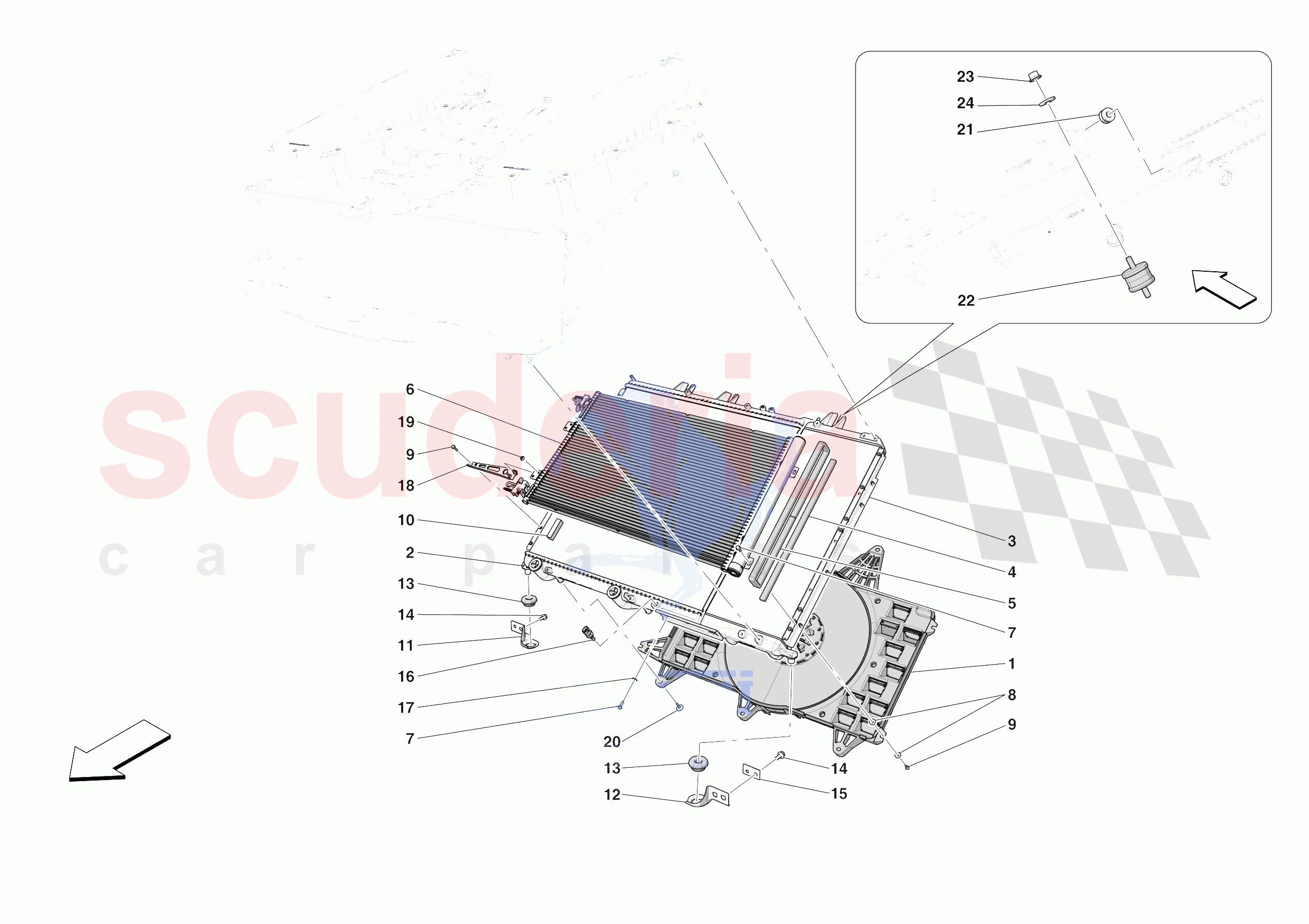 ENGINE COOLING SYSTEM RADIATORS of Ferrari Ferrari 812 Competizione A Europe RH