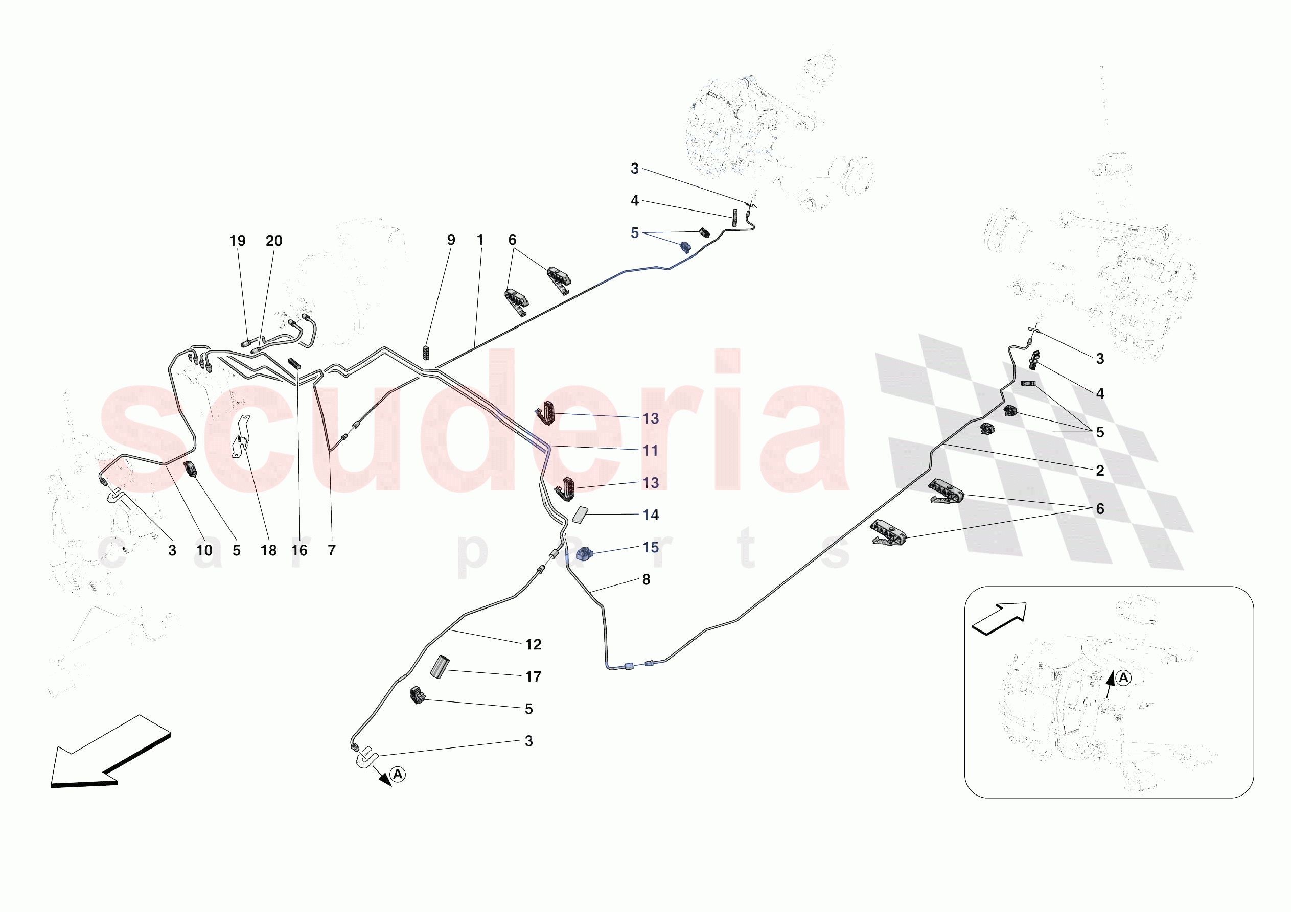 HYDRAULIC BRAKE CONTROL PIPES -APPLICABLE FOR RHD- of Ferrari Ferrari 812 Competizione A Europe RH