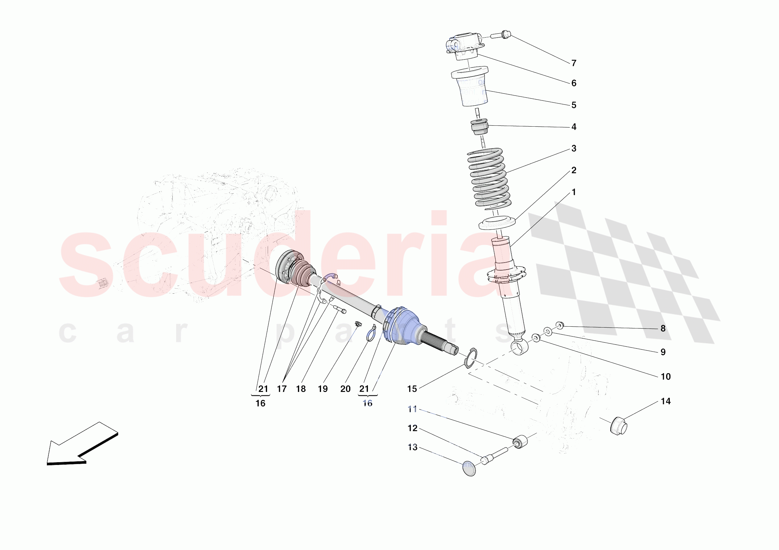 REAR SUSPENSION - SHOCK ABSORBERS of Ferrari Ferrari 812 Competizione A Europe RH