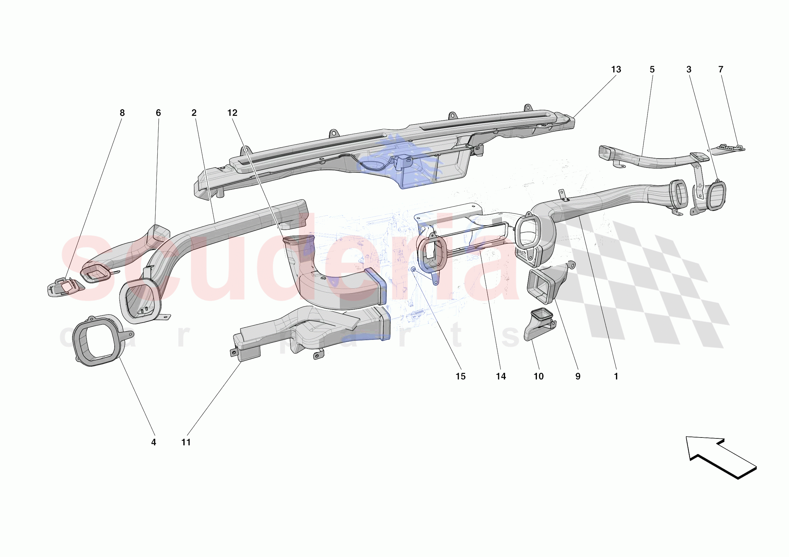 DASHBOARD - DUCTS -NOT FOR RHD- of Ferrari Ferrari 812 Competizione A Europe RH