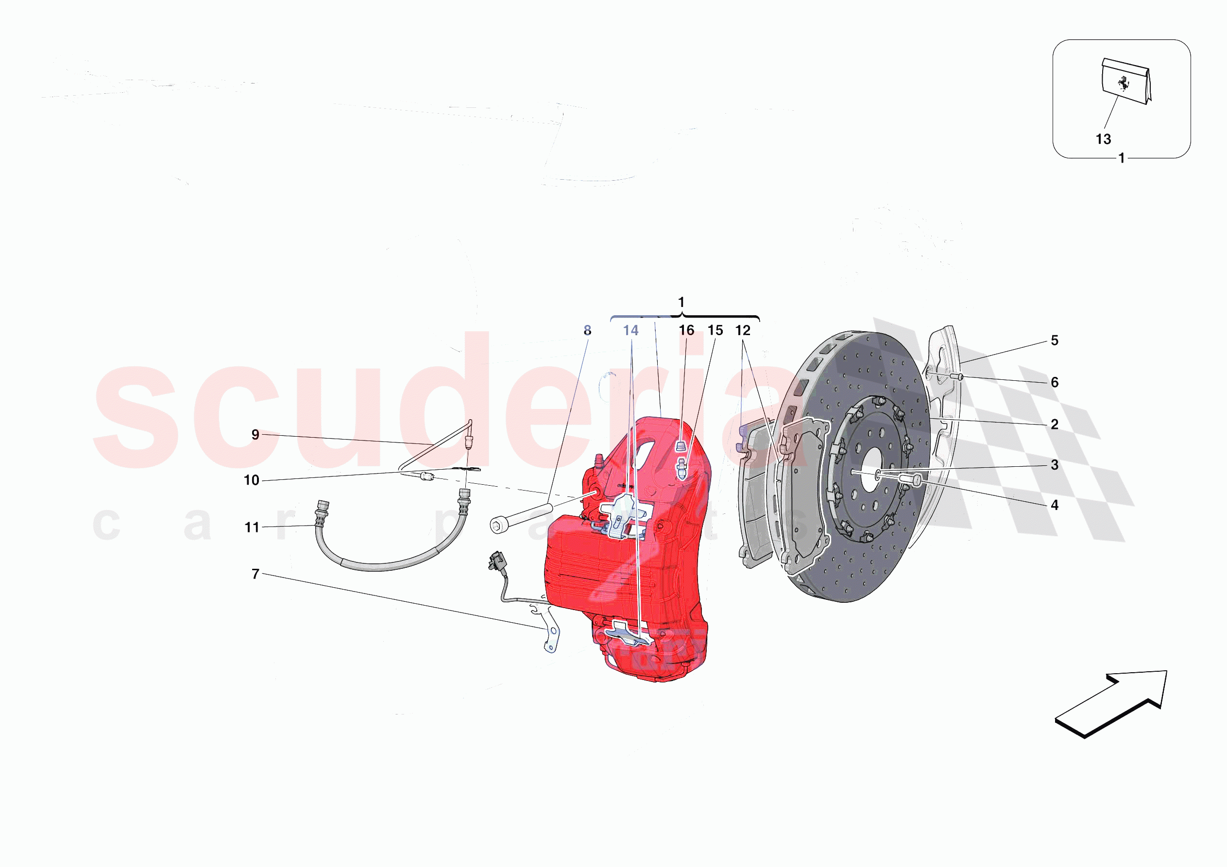 FRONT SUSPENSION - CALLIPERS AND DISCS of Ferrari Ferrari 812 Competizione A USA