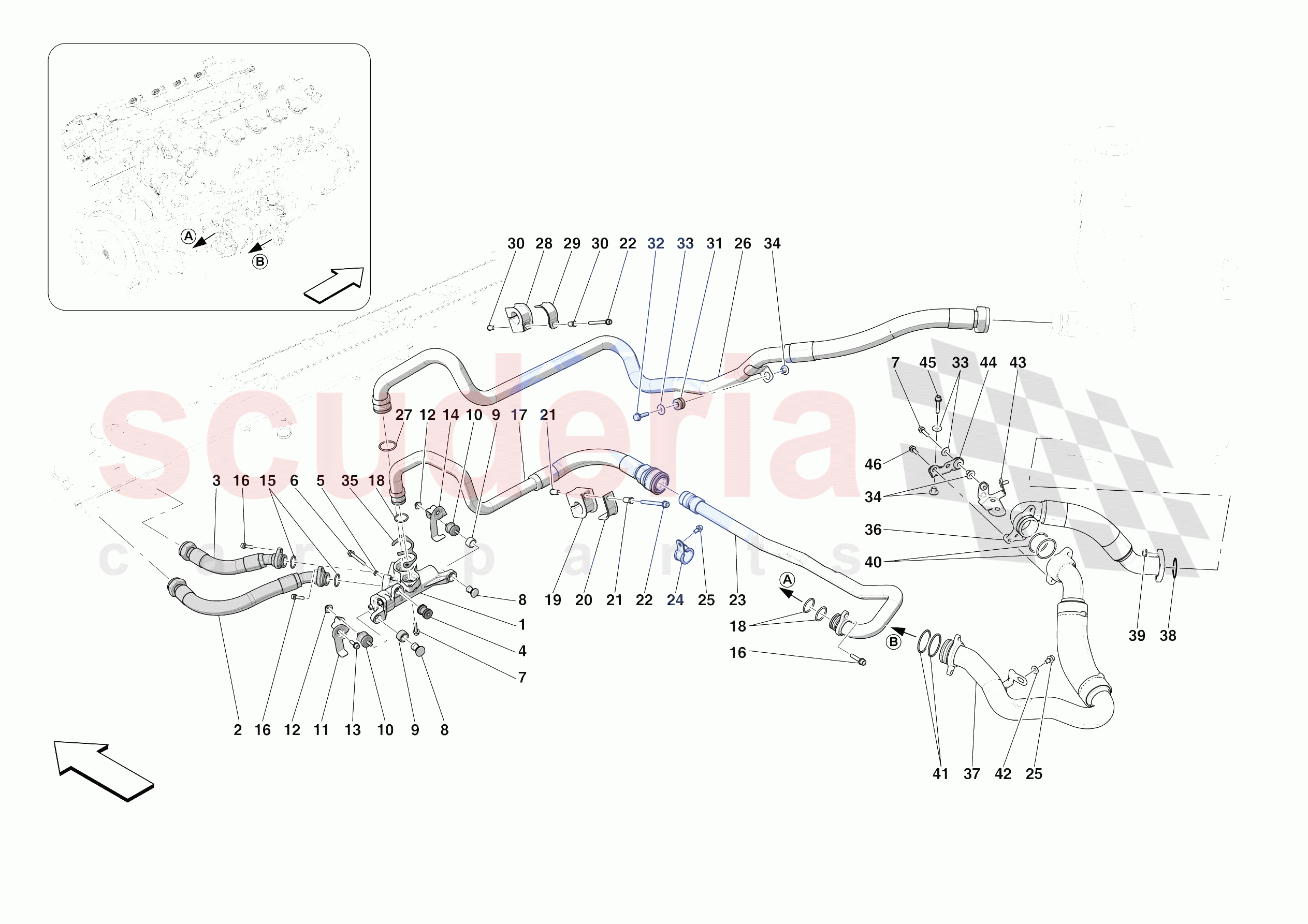 OIL PIPES AND ENGINE OIL LEVEL SENSOR of Ferrari Ferrari 812 Competizione Europe