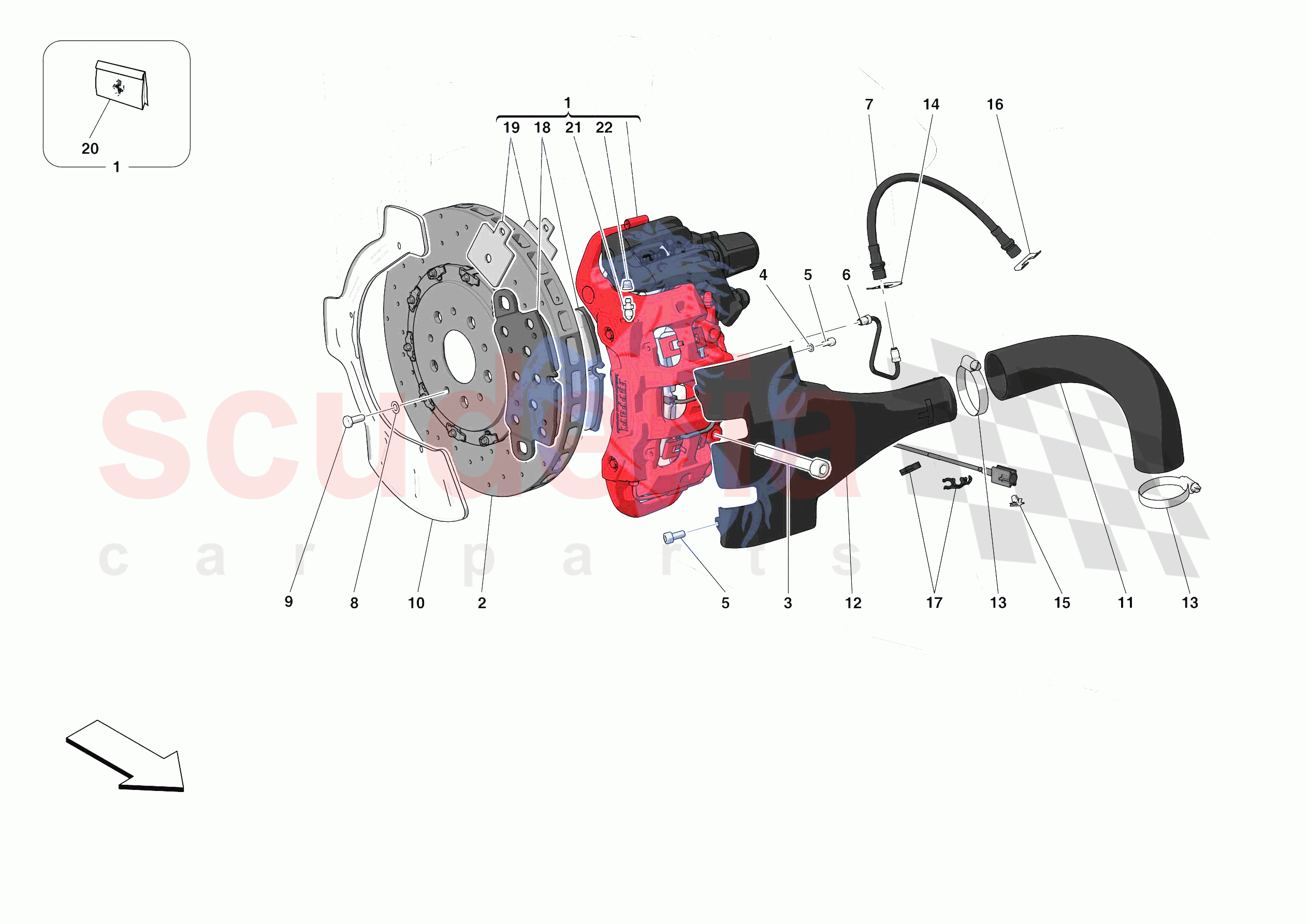 REAR SUSPENSION - CALLIPERS AND DISCS of Ferrari Ferrari F8 Spider Europe