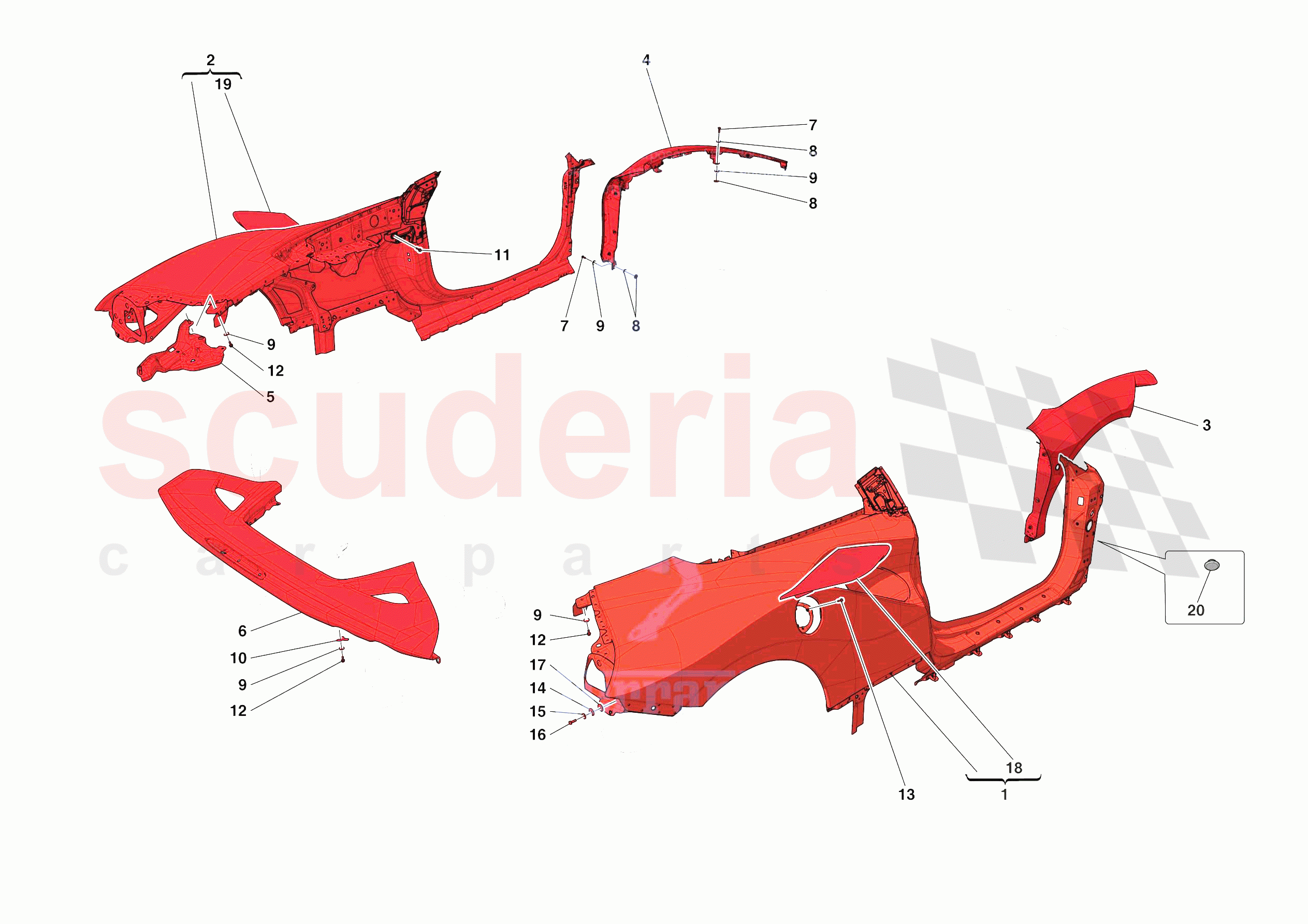 LATERAL OUTER BODYSHELL of Ferrari Ferrari F8 Spider Europe