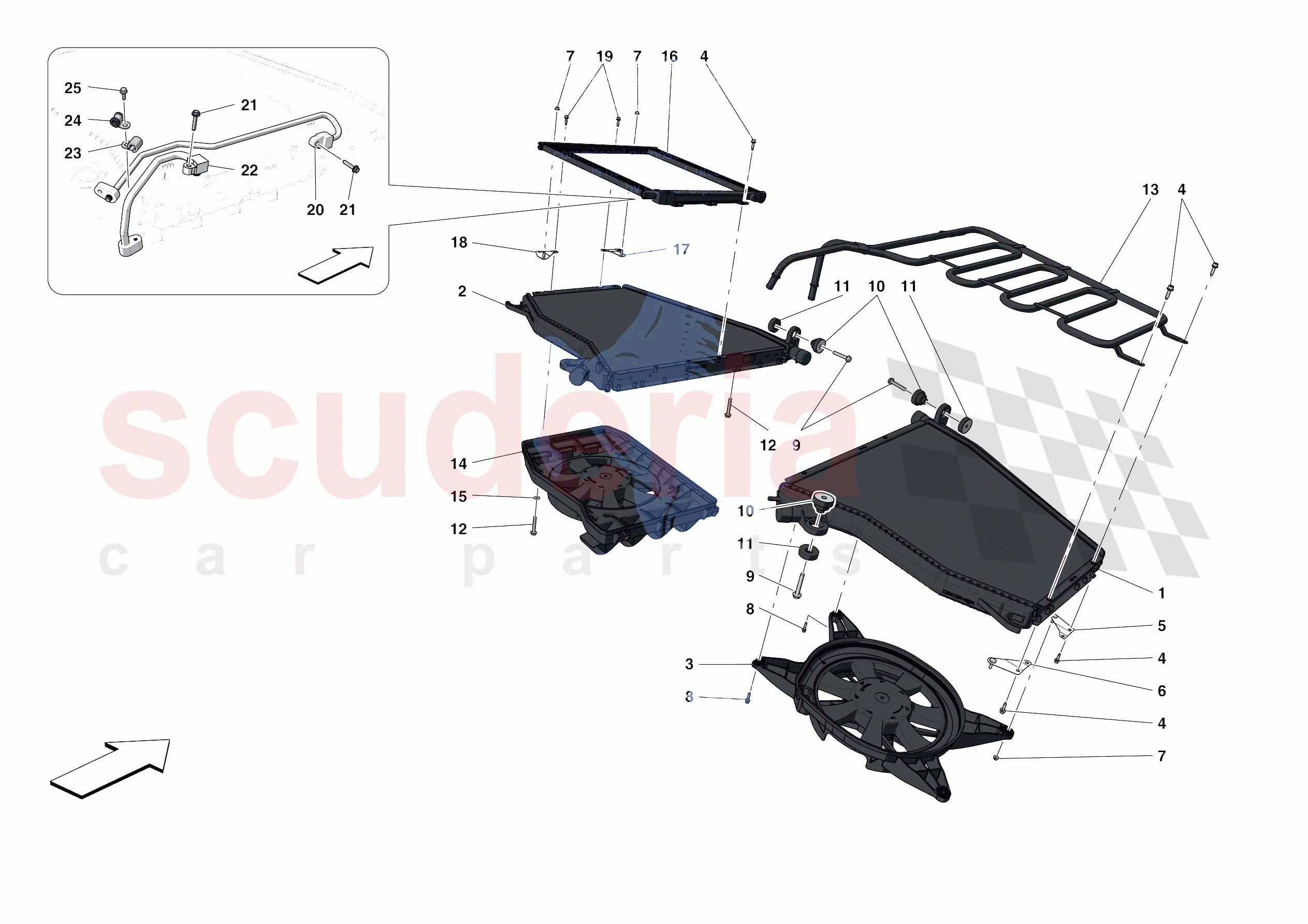 ENGINE COOLING SYSTEM RADIATORS of Ferrari Ferrari F8 Spider Europe RH