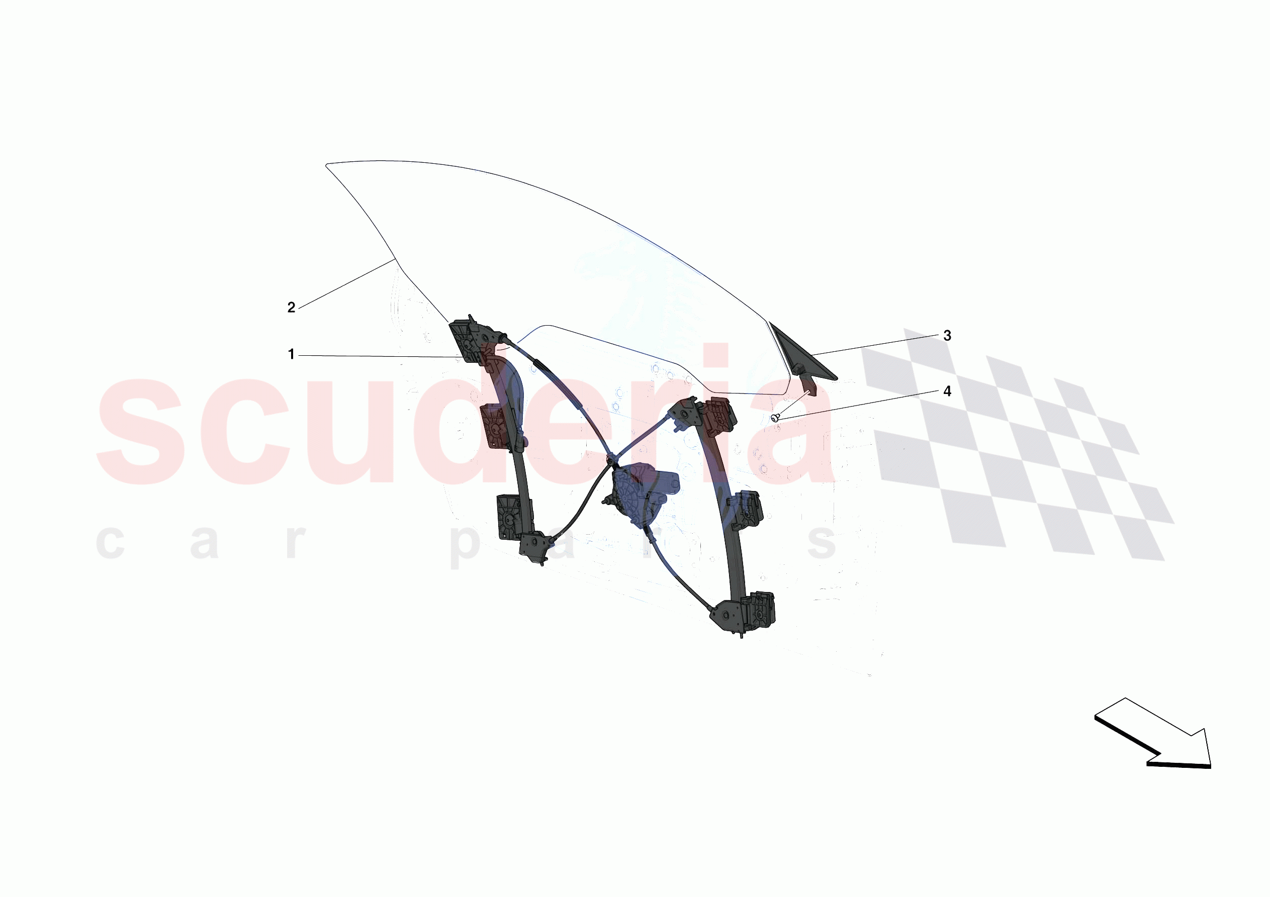 DOORS - WINDOW AND WINDOW LIFTER of Ferrari Ferrari F8 Spider Europe RH